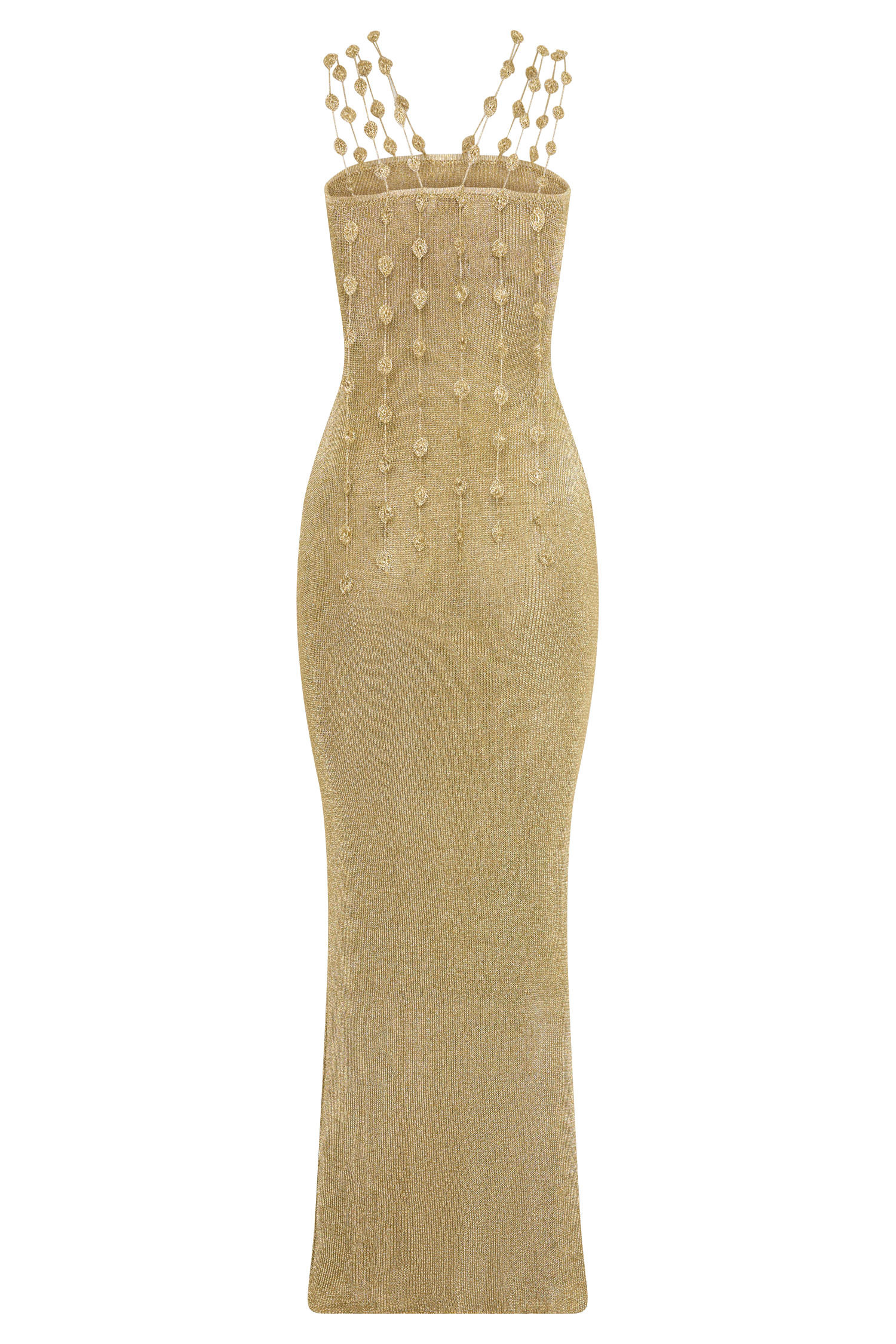 Shami Lurex Maxi Dress With Flowers - Gold #12