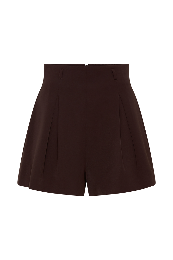 Simone Cropped Suiting Blazer - Dark Chocolate & MESHKI