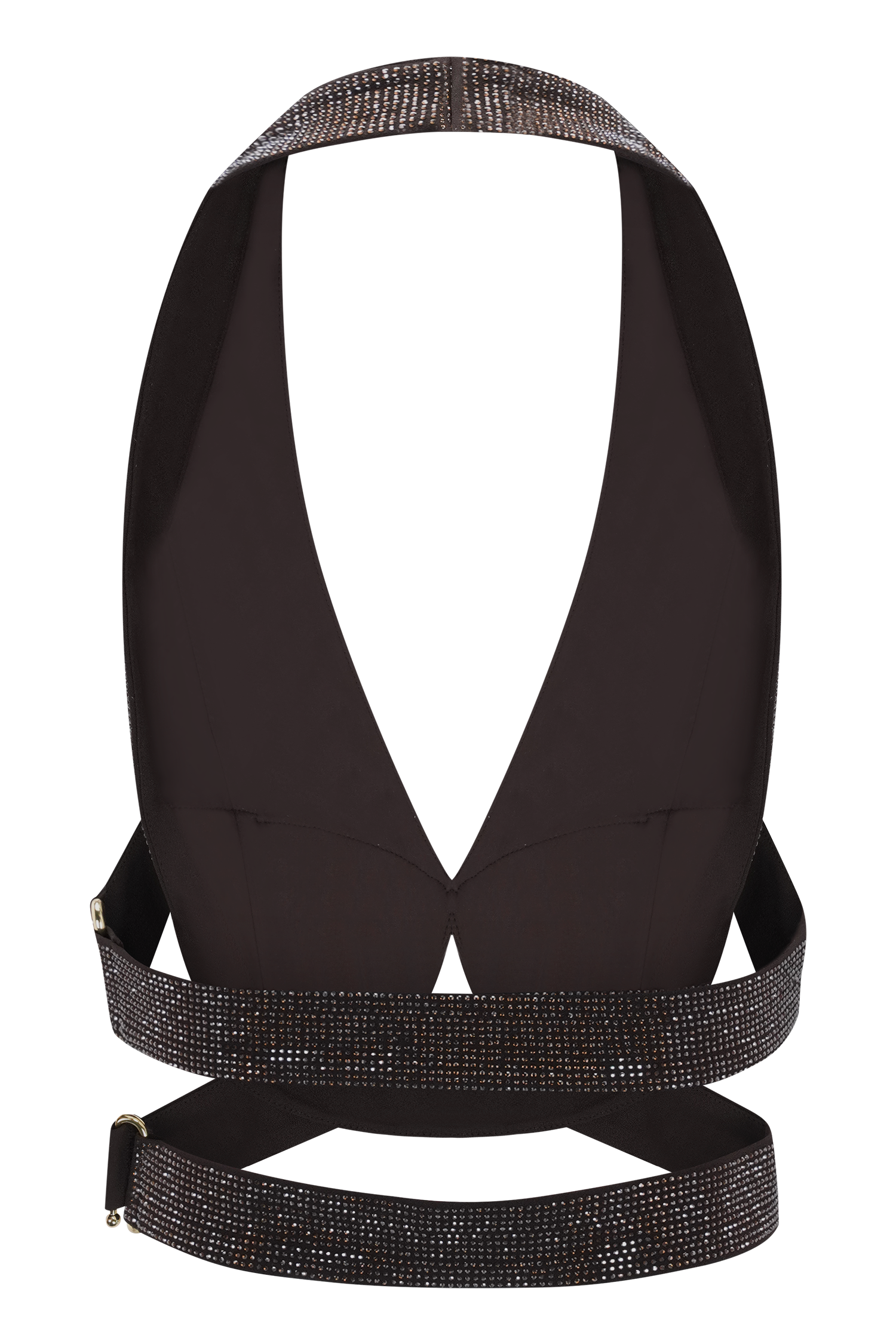 Siren Satin And Diamante Halter Top - Dark Chocolate #10