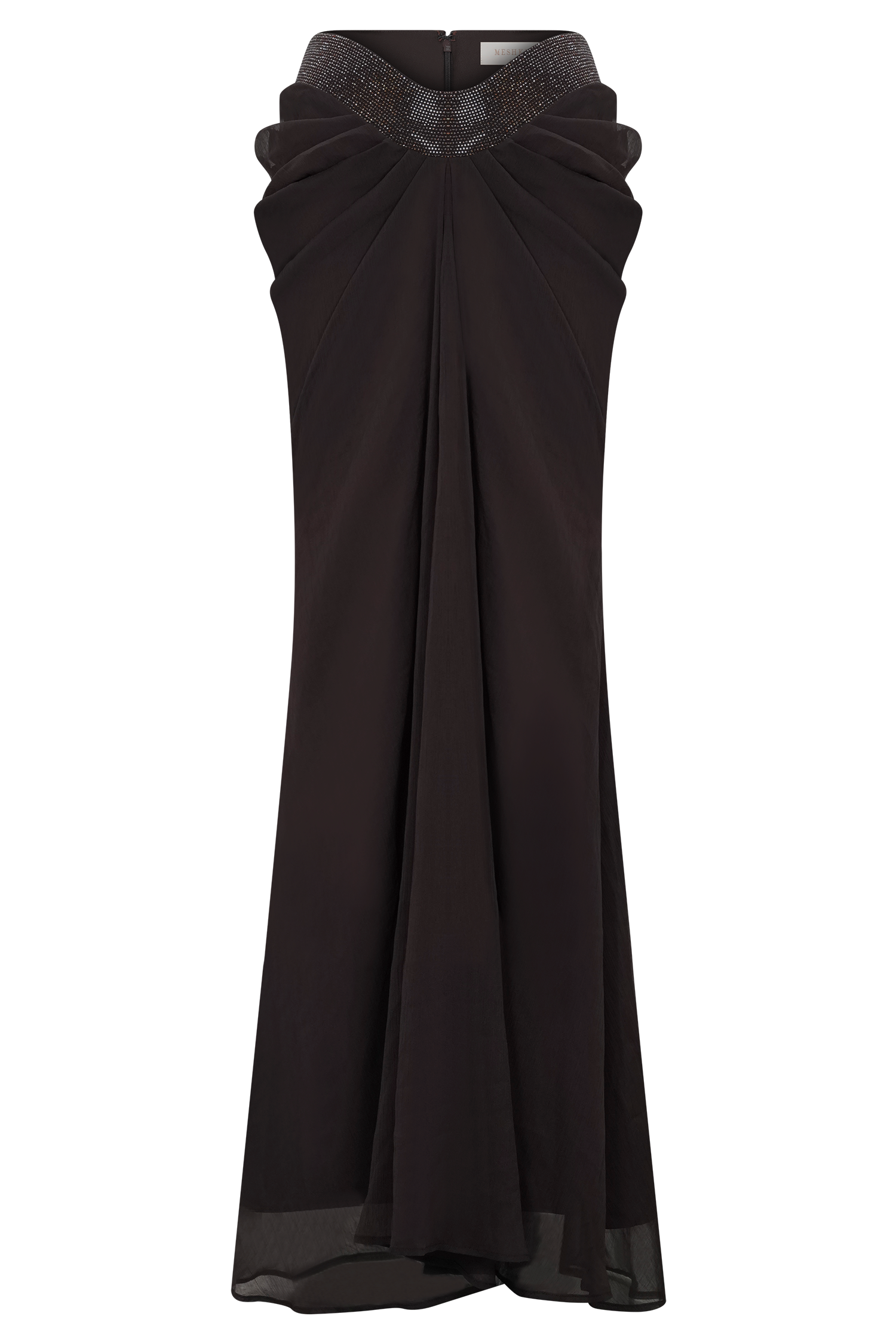 Siren Satin And Diamante Maxi Skirt - Dark Chocolate #11