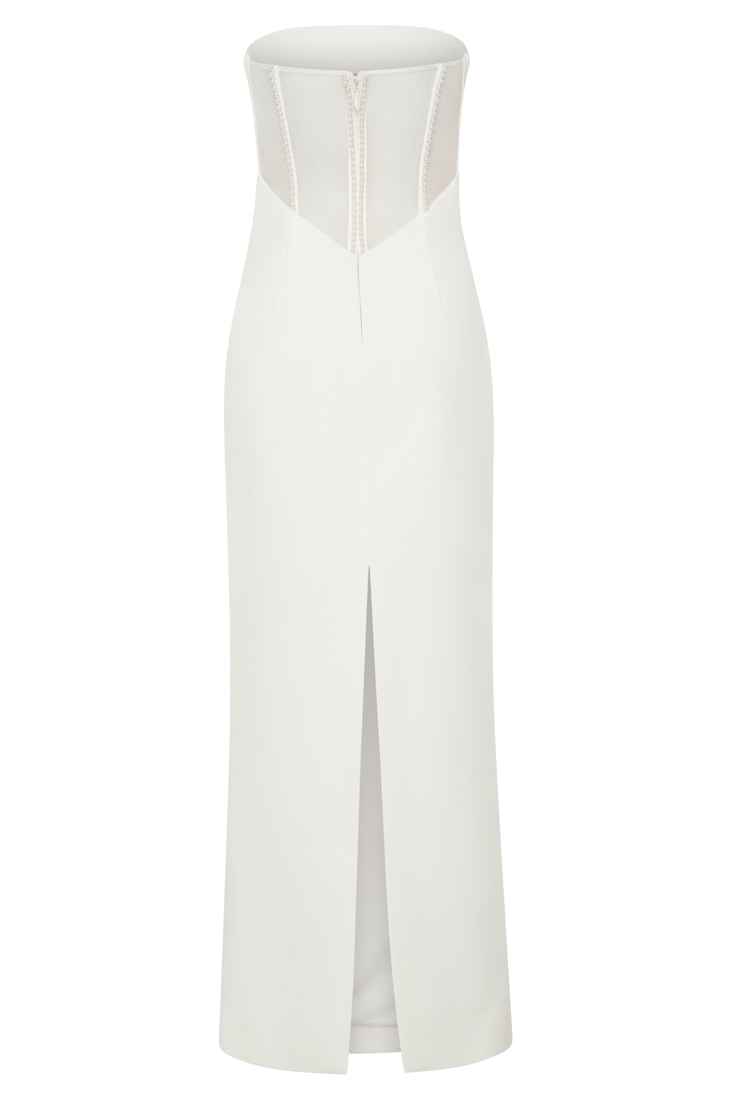 Sloane Strapless Maxi Dress With Pearls - White