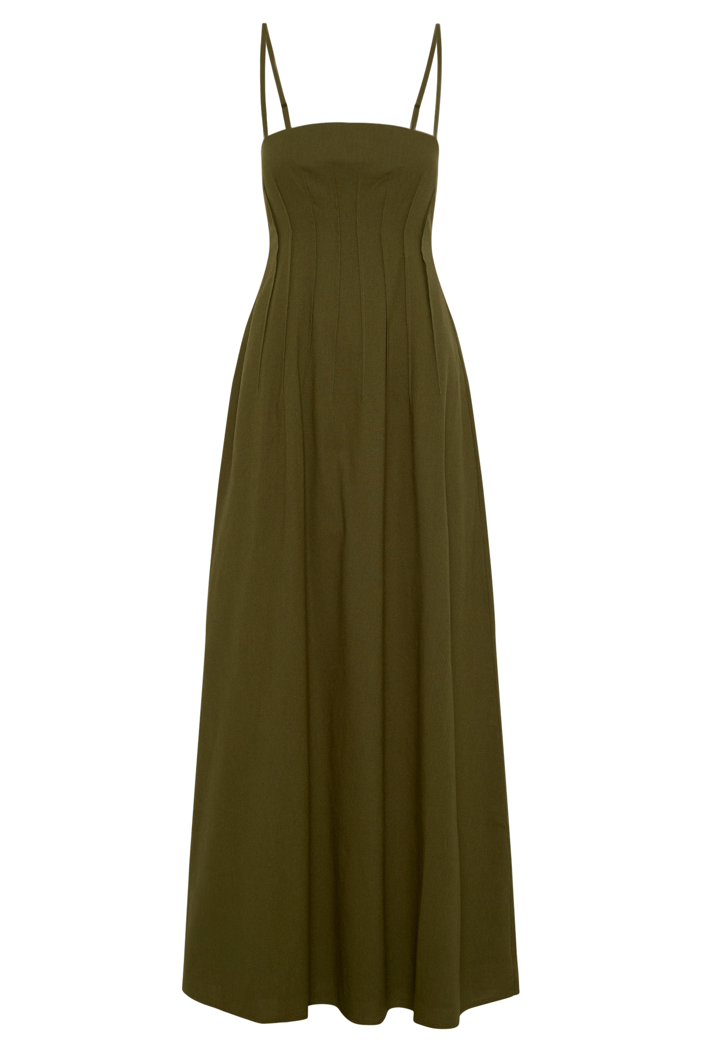 Sofie Pintuck Linen Maxi Dress - Khaki