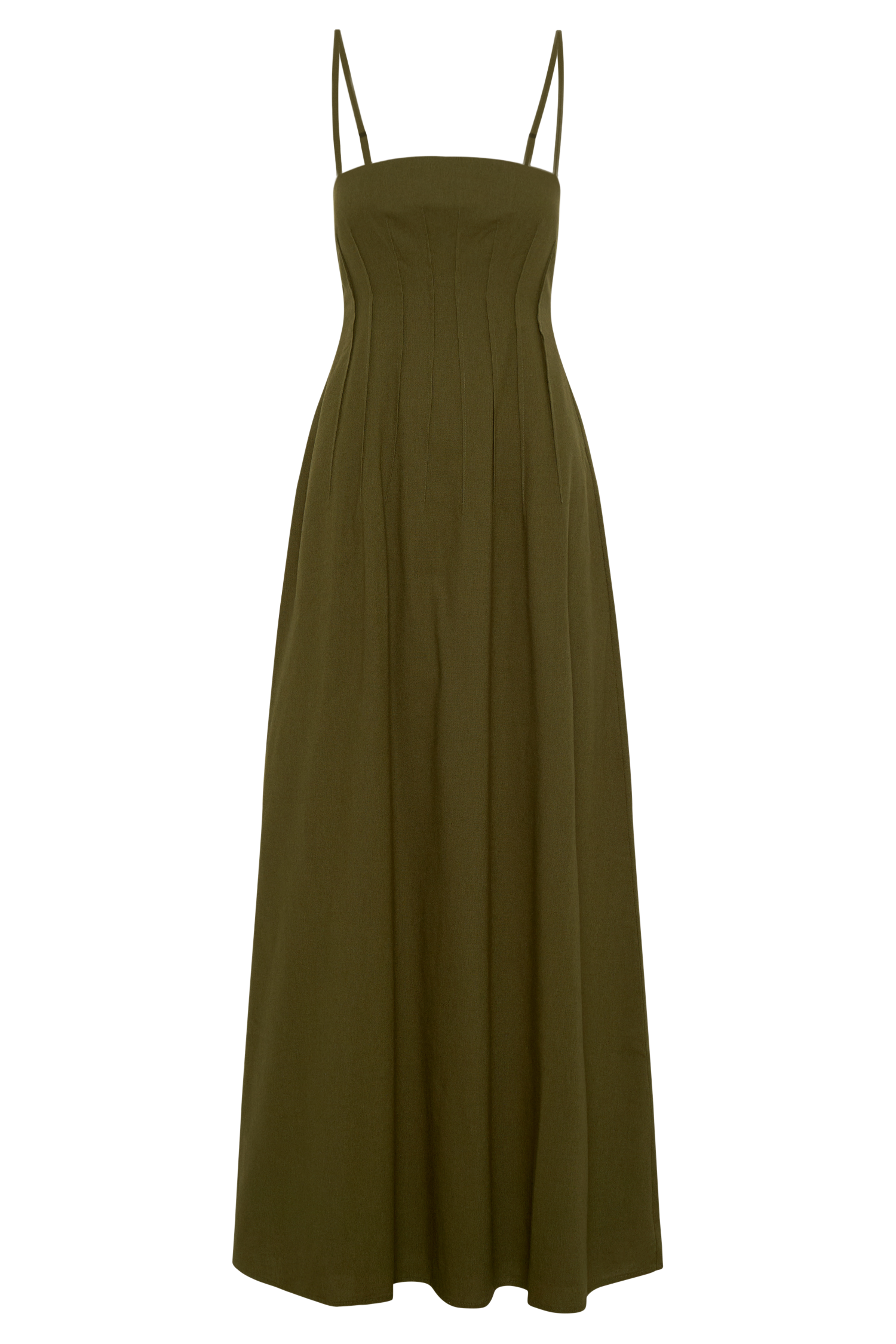 Sofie Pintuck Linen Maxi Dress - Khaki #7