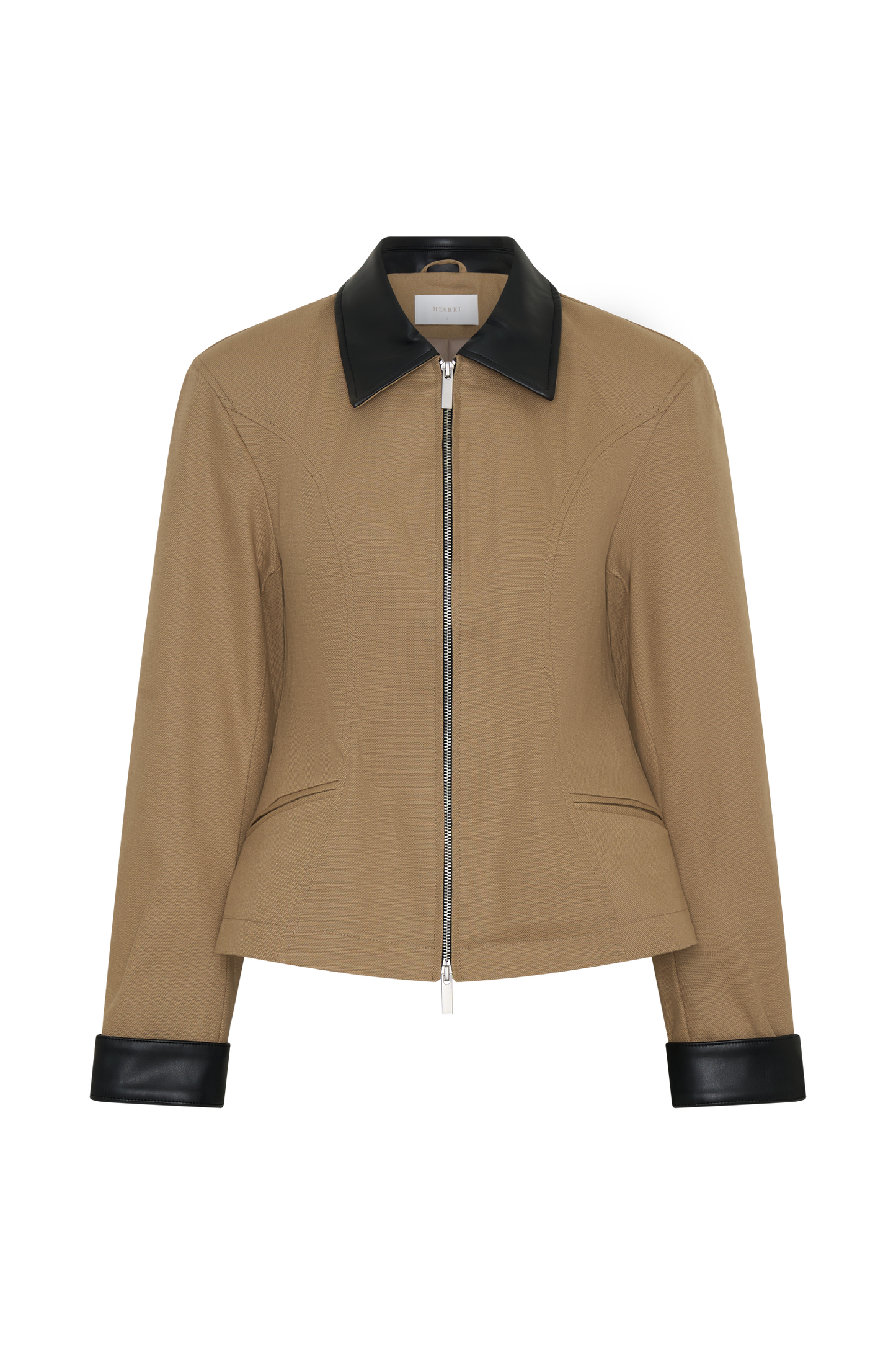 Solange Zip Up Collared Jacket - Natural