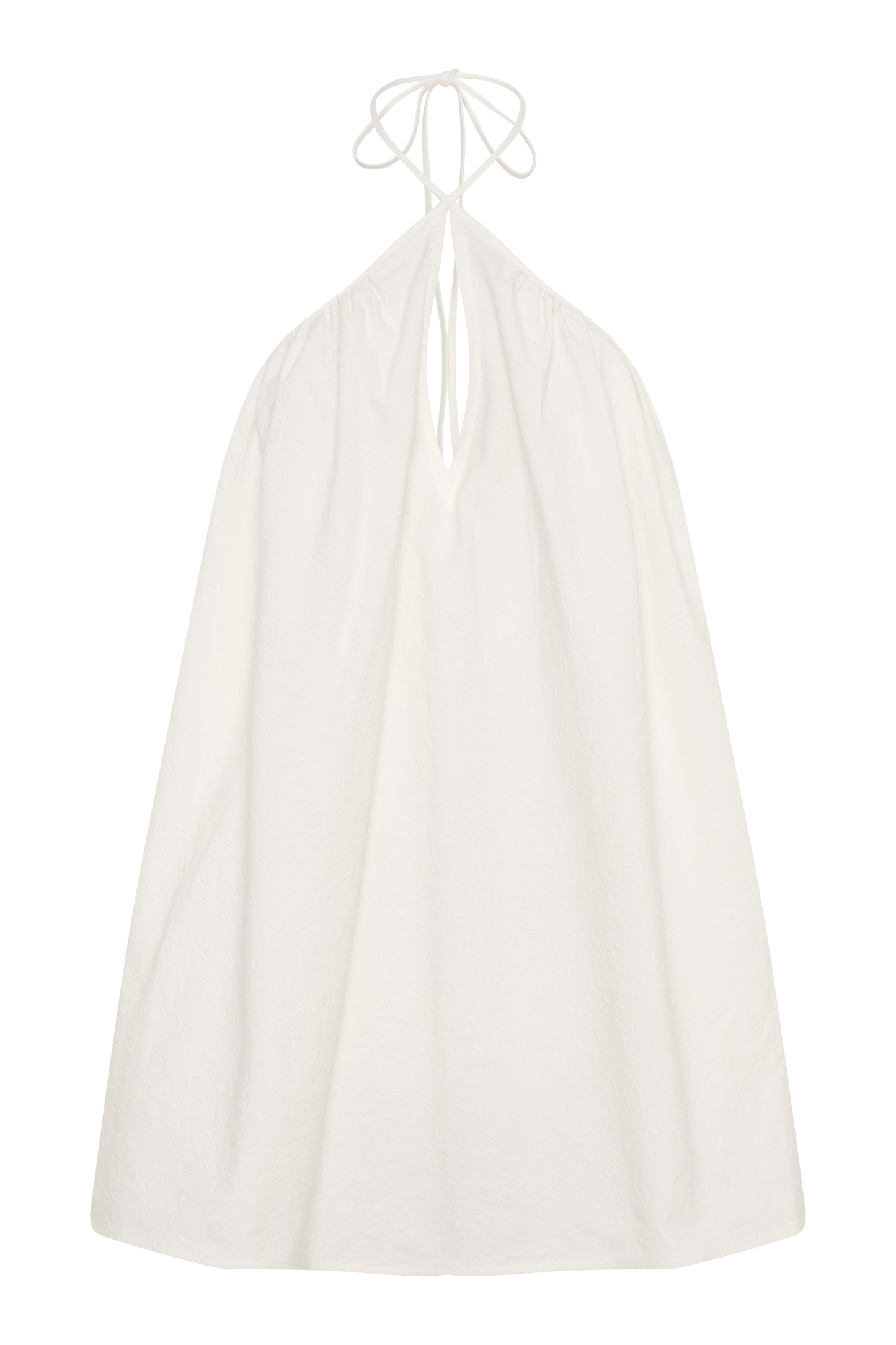 Sonja Keyhole Halter Cotton Mini Dress - White