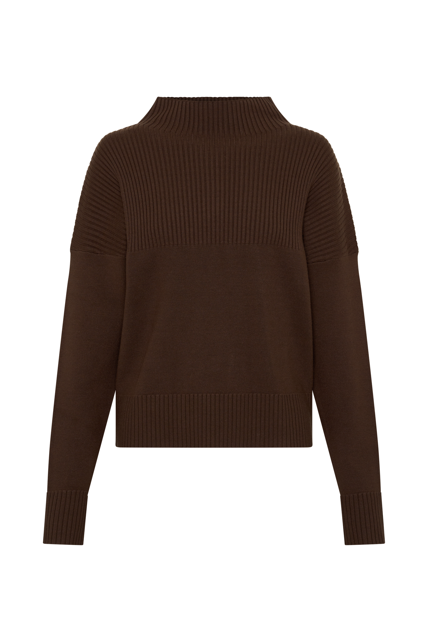 Stanley Ribbed High Neck Jumper - Chocolate #9