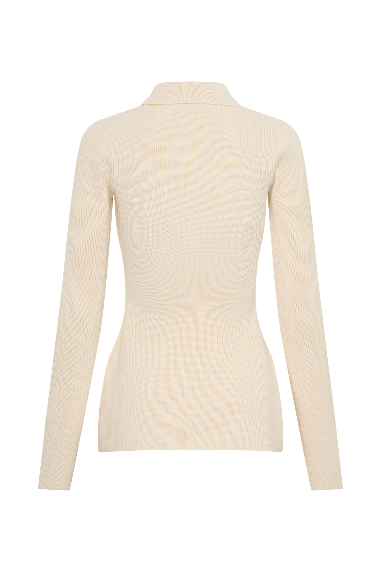 Suzie Ribbed Long Sleeve Longline Top - Ivory #10