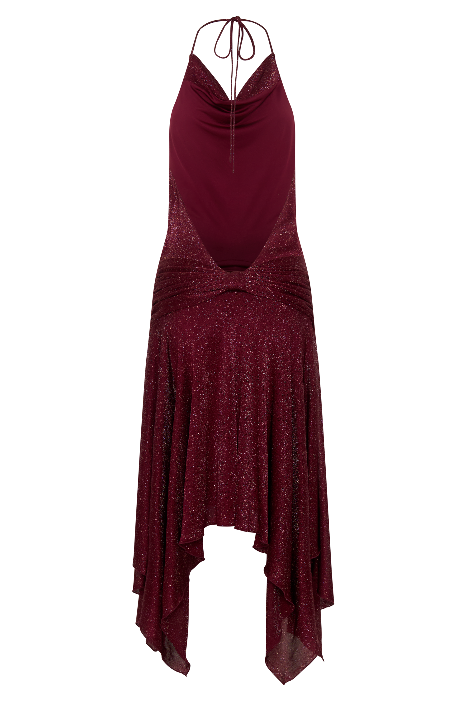 Sylvie Lurex Hankie Midi Dress - Wine #10