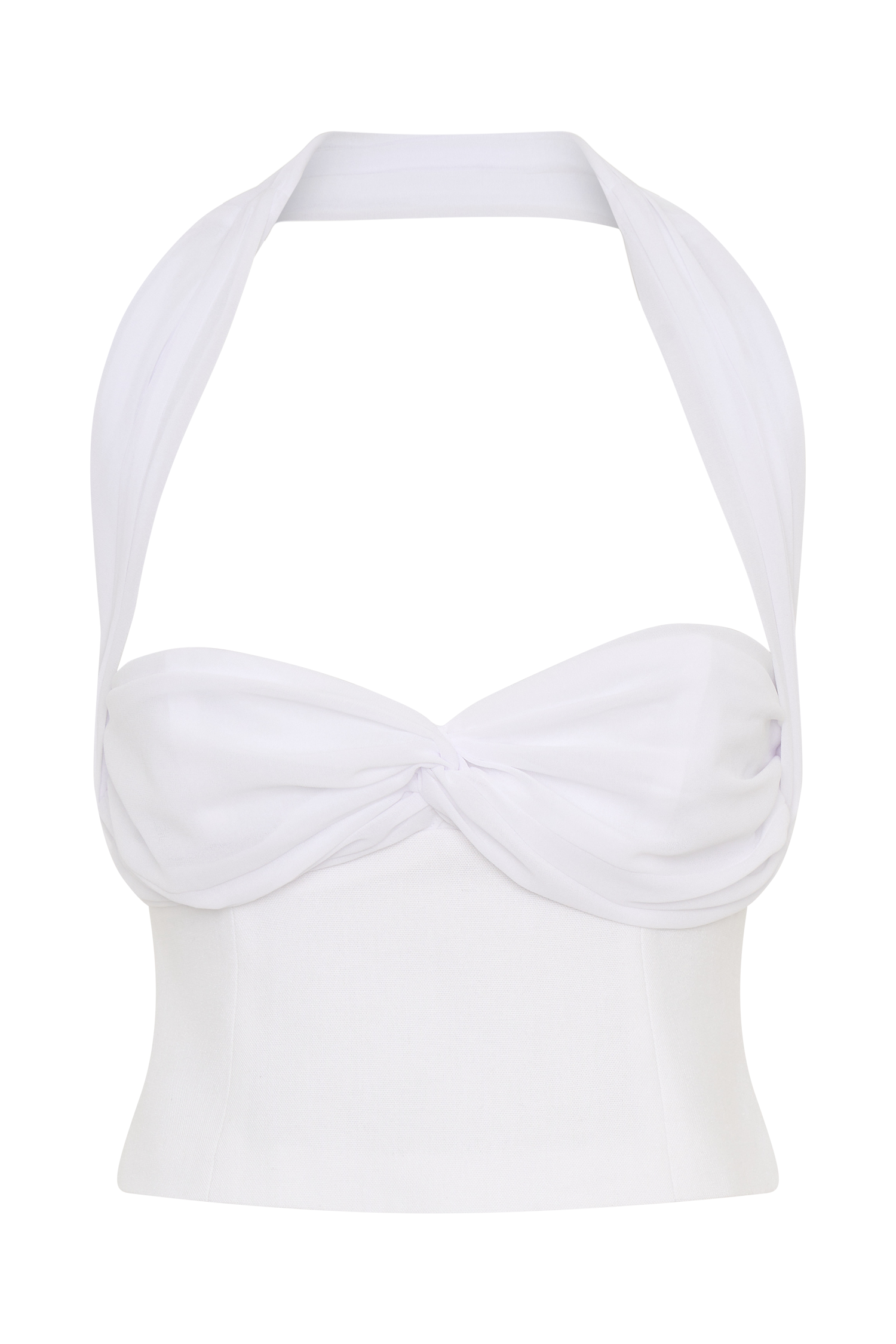Talia Chiffon And Linen Halter Top - White #7