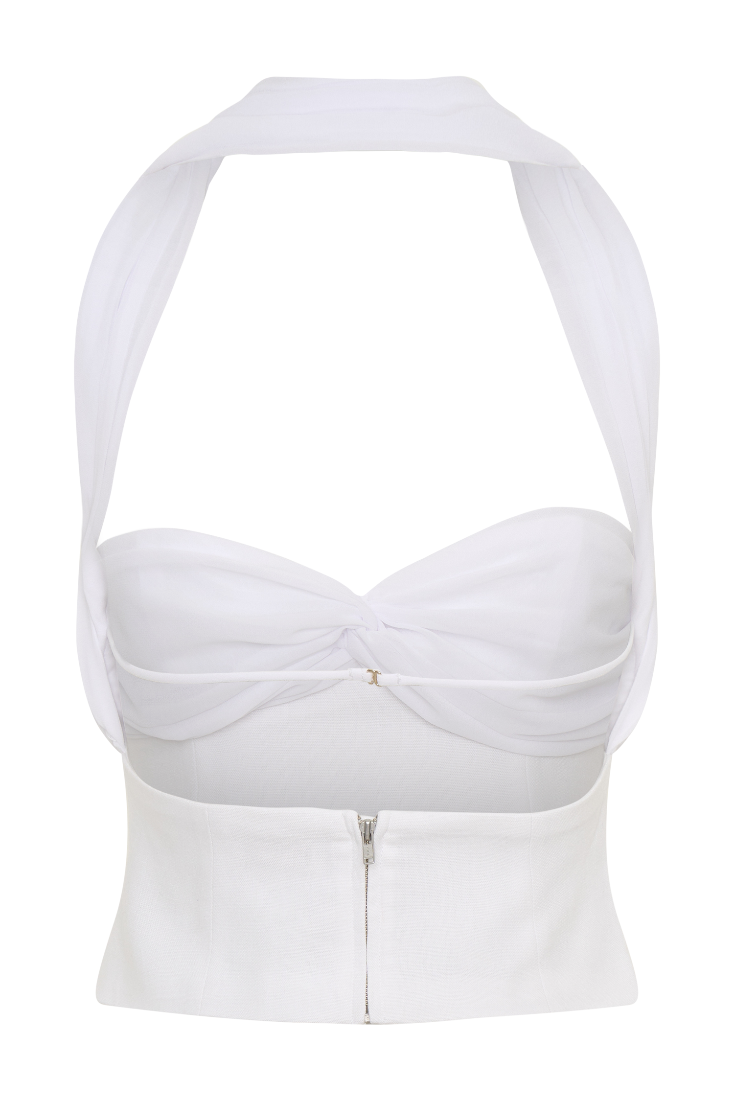 Talia Chiffon And Linen Halter Top - White #6