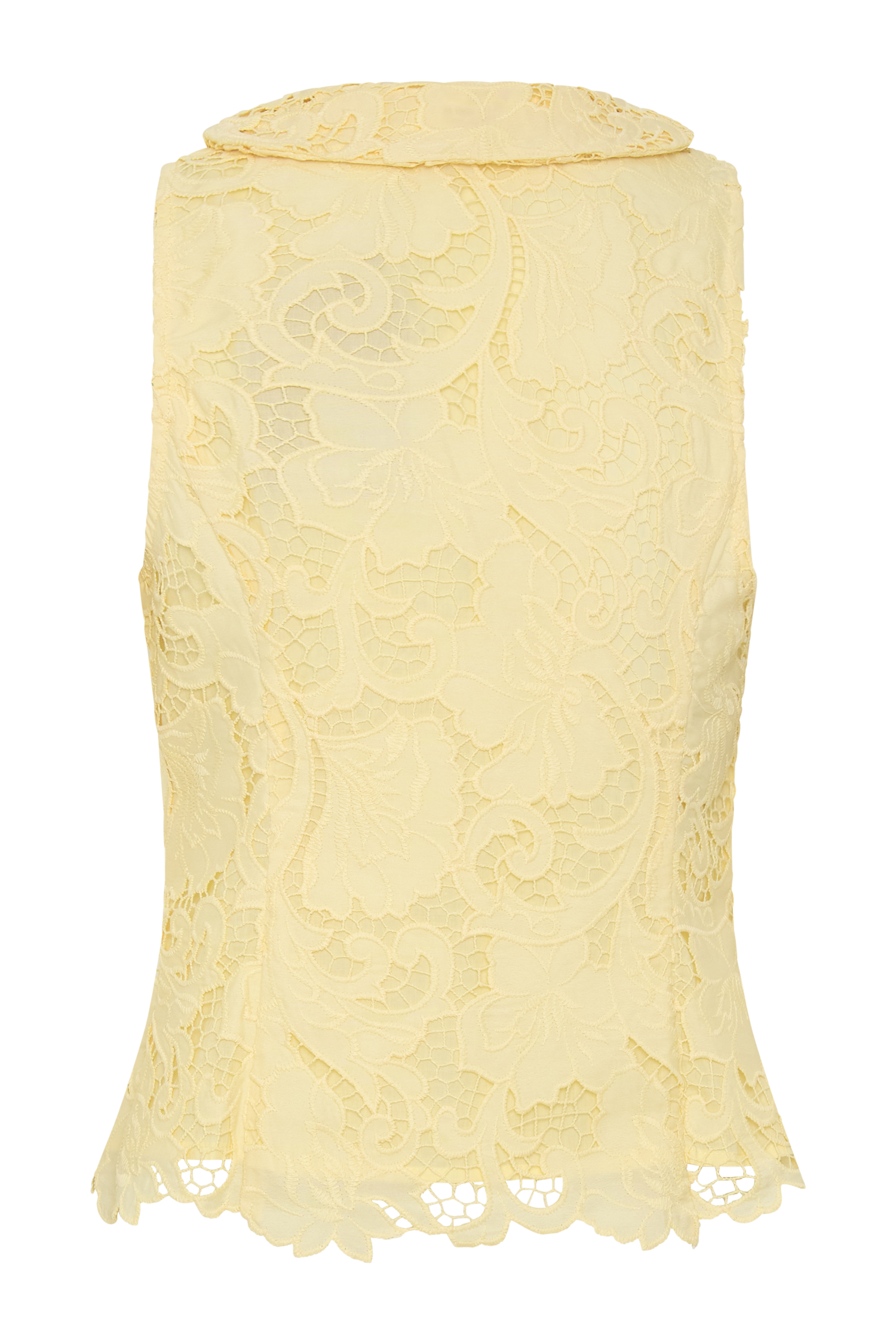Tessa Broderie Tie Front Sleeveless Top - Lemon #8