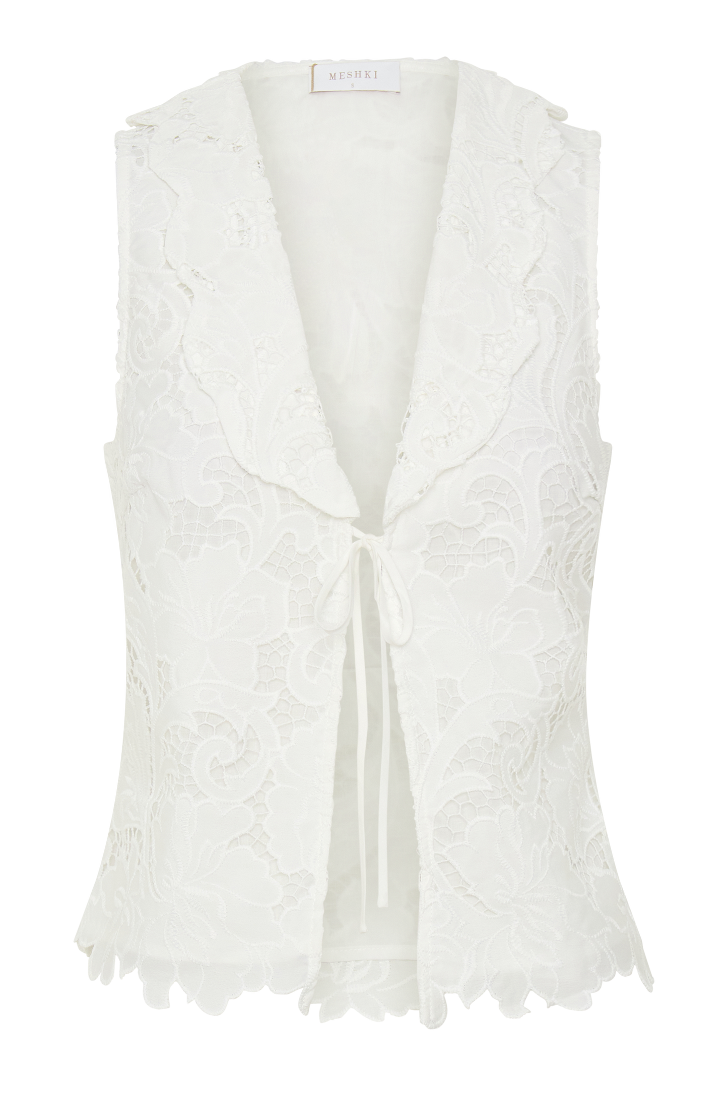 Tessa Broderie Tie Front Sleeveless Top - White