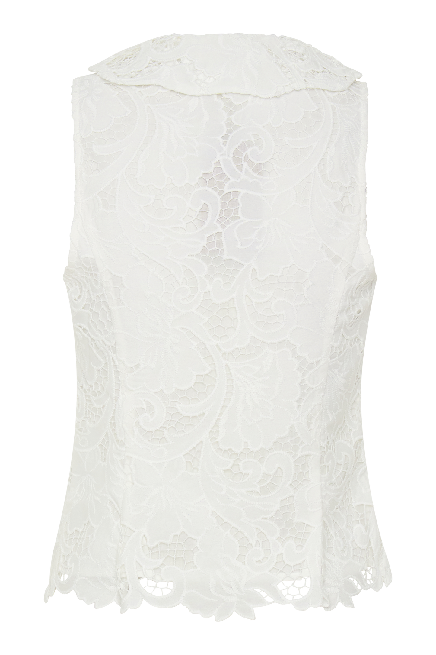 Tessa Broderie Tie Front Sleeveless Top - White