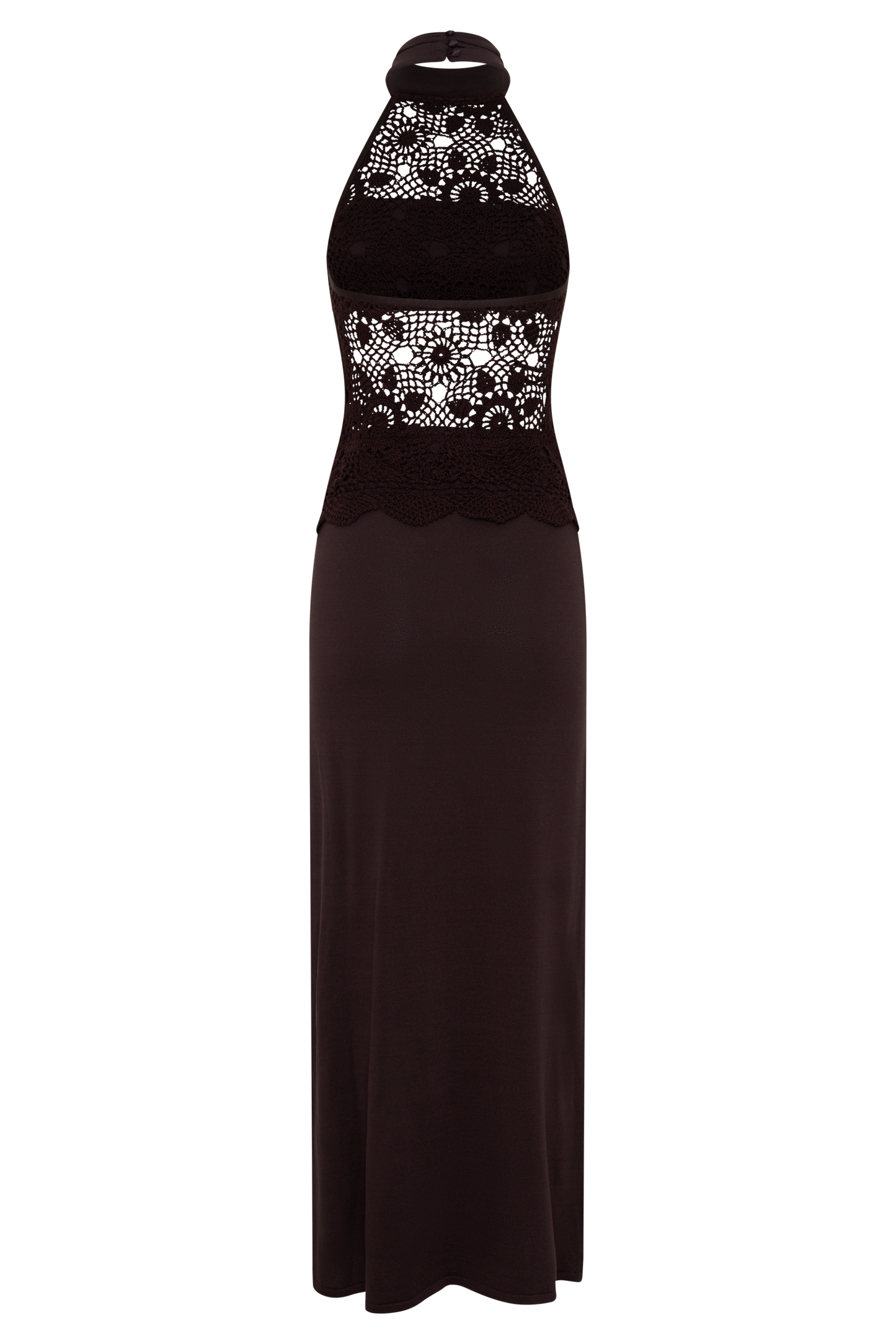Tessie Knit & Crochet Maxi Dress - Dark Chocolate