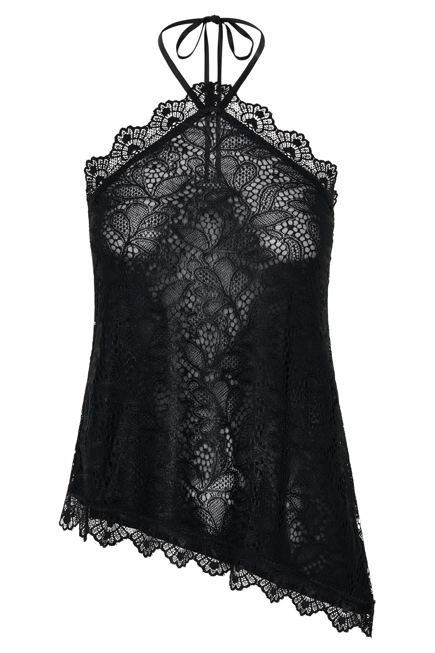 Theodosia Asymmetric Lace Halter Top - Black #13