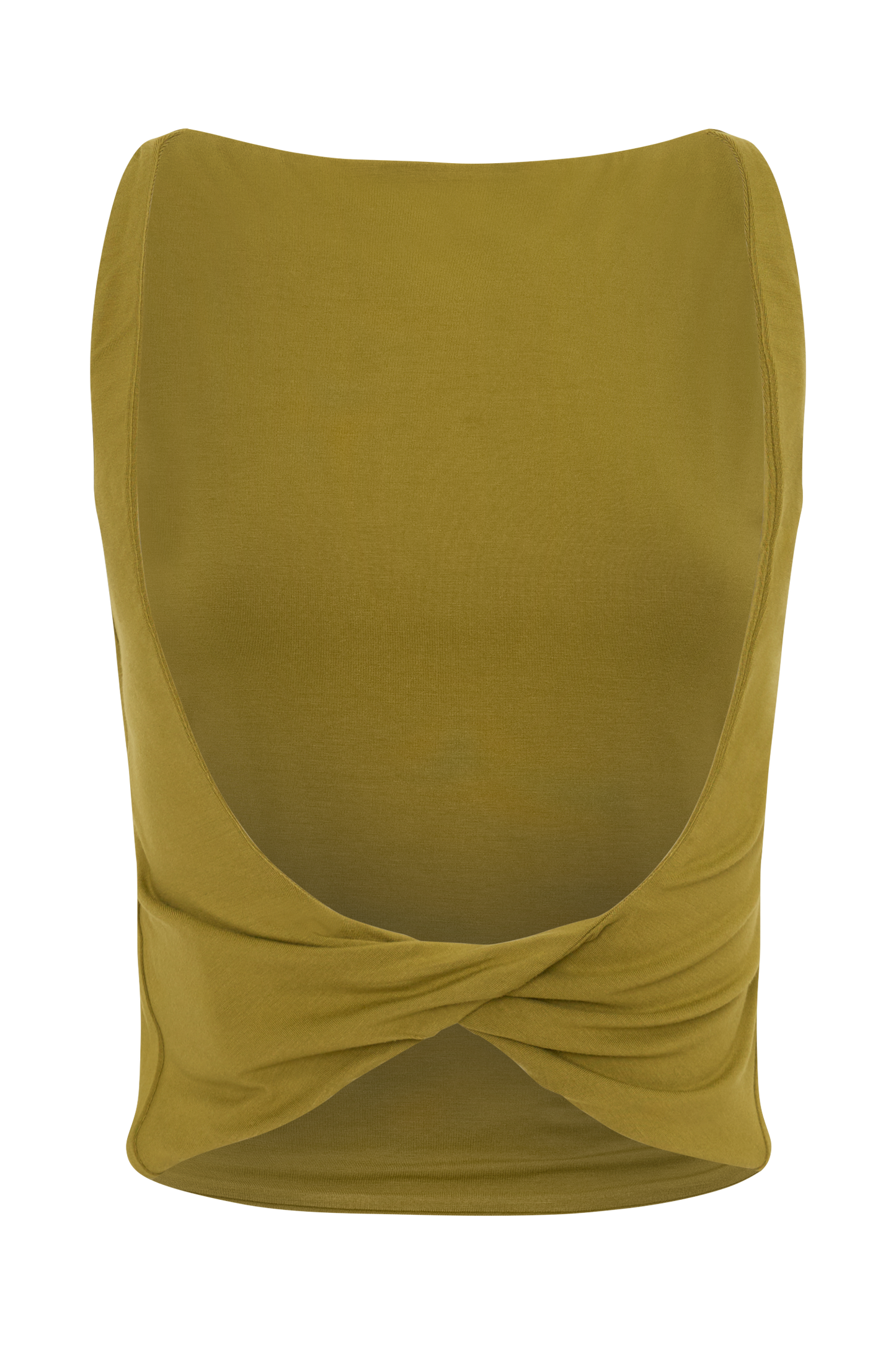Yura Backless Twist Top - Martini Olive