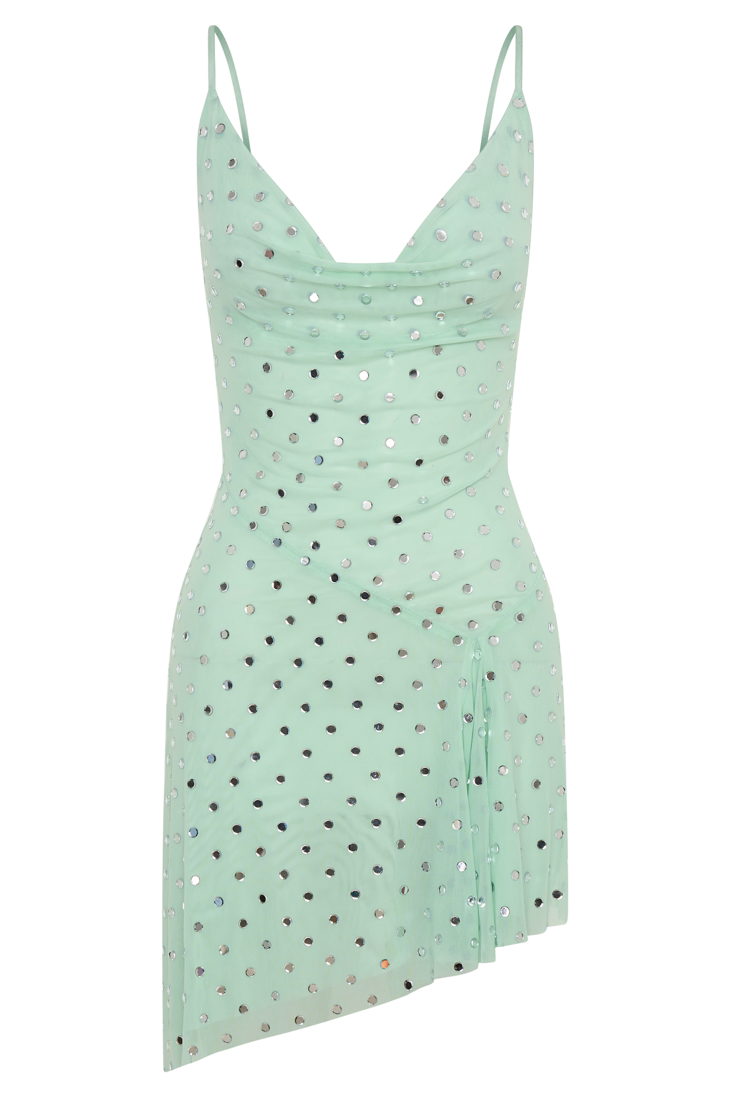 Zahra Diamante Cowl Mini Dress - Mint