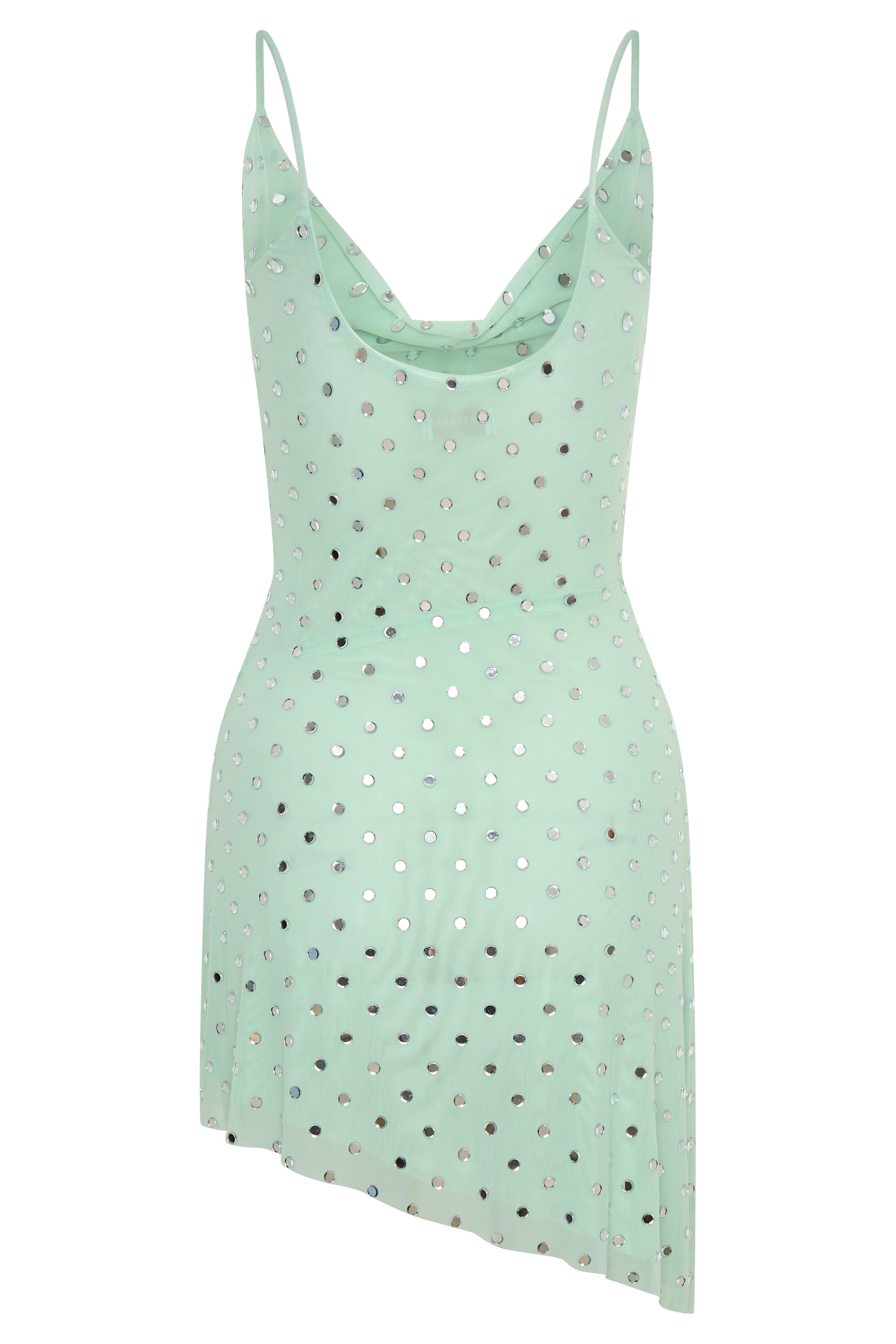 Zahra Diamante Cowl Mini Dress - Mint | MESHKI Zahra Diamante Cowl Mini Dress - Mint | MESHKI