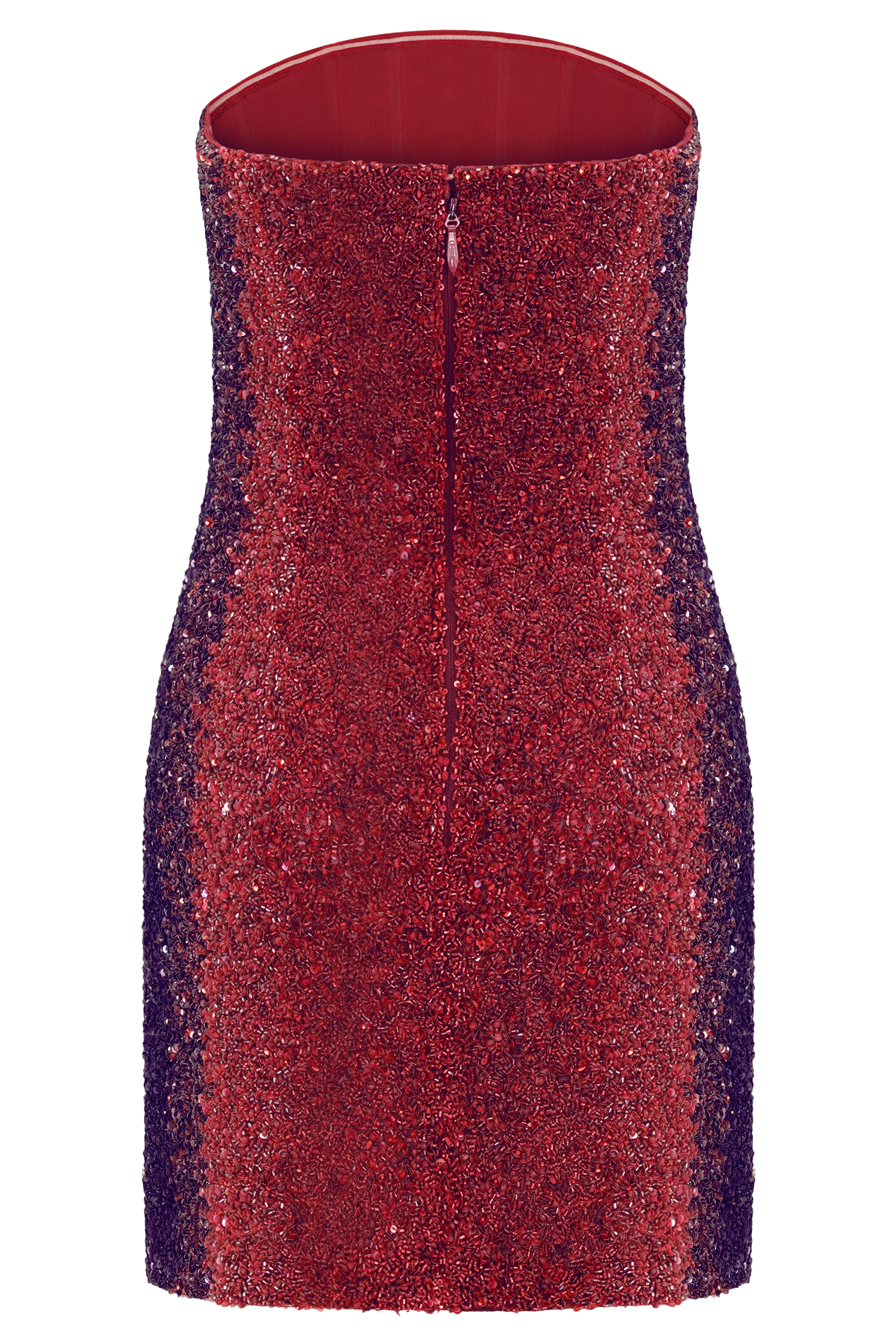 Zander Hand Beaded Strapless Mini Dress - Red Ombre #12