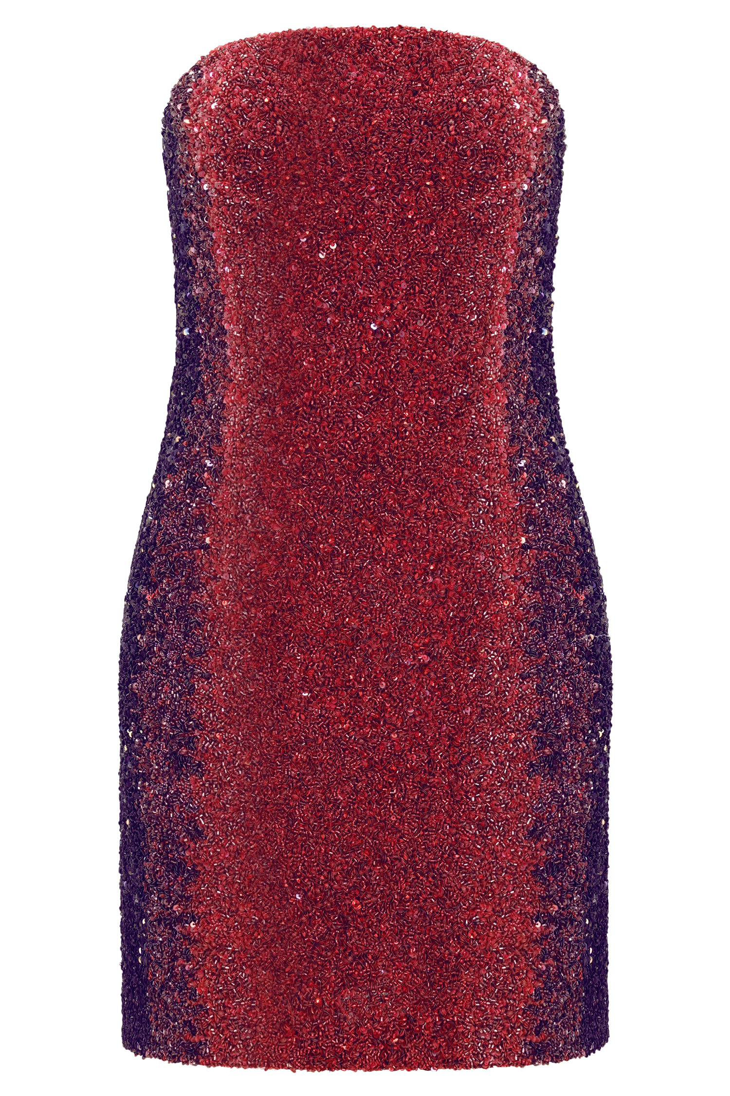 Zander Hand Beaded Strapless Mini Dress - Red Ombre #13
