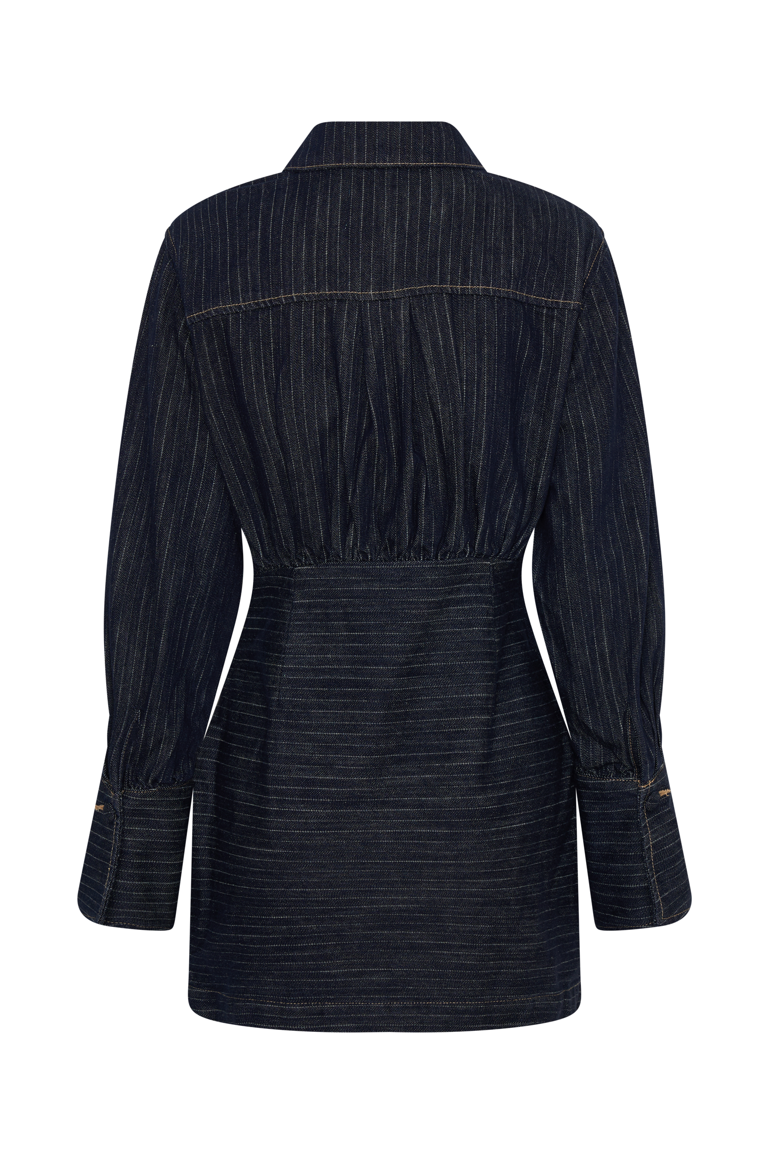 Zarah Denim Long Sleeve Mini Dress - Indigo Pinstripe #6