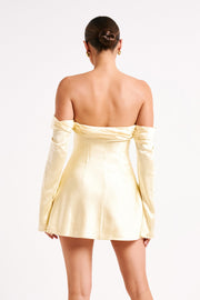 Giselle Off Shoulder Satin Mini Dress - Butter