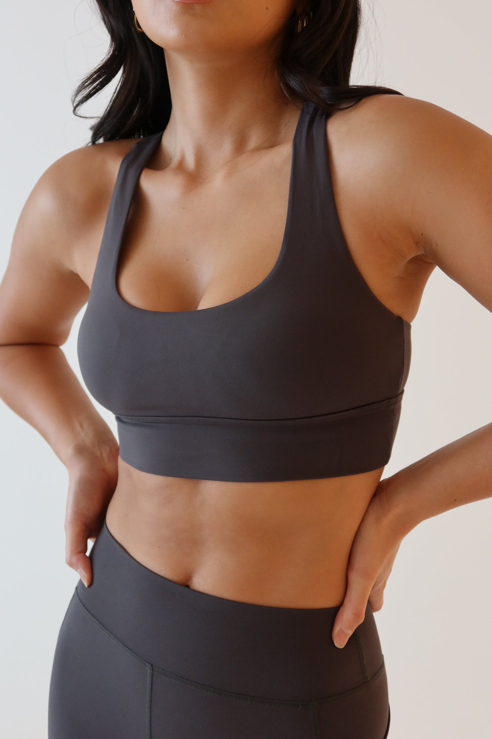 Thea Racerback Crop Top - Charcoal #4