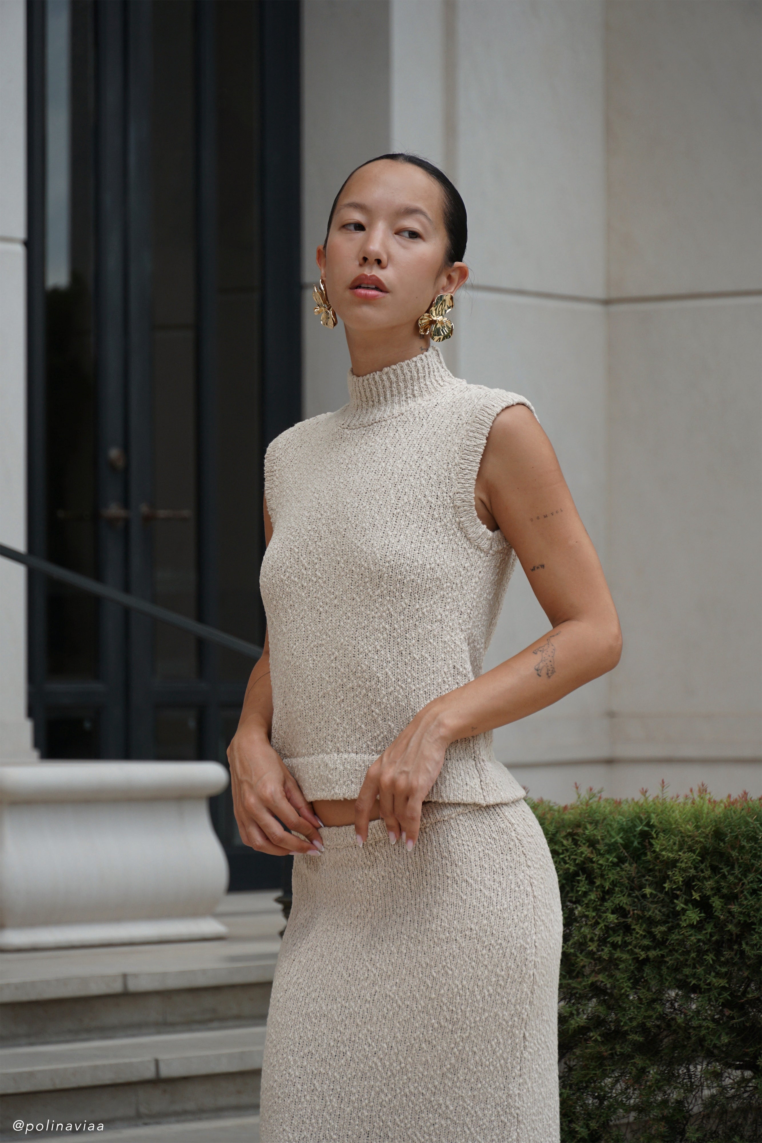 Azalea Sleeveless Knit Top - Wheat | MESHKI