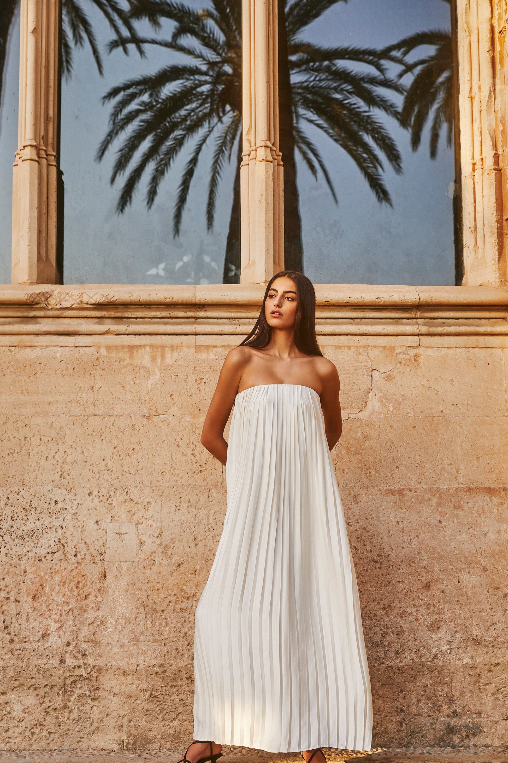 Myrah Plisse Strapless Maxi Dress - Ivory #3