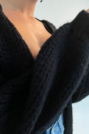 Irina Chunky Knit Cardigan - Black