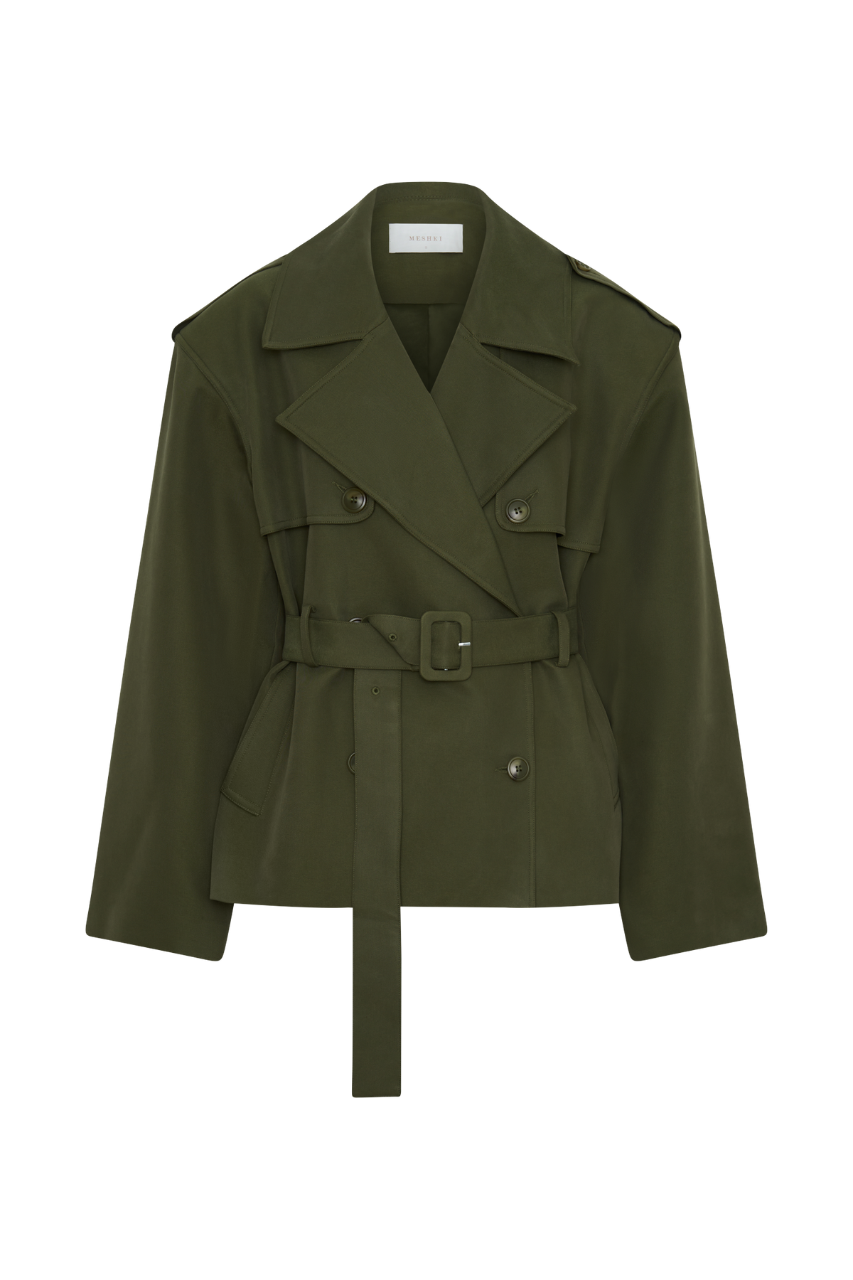 Alden Short Trench Jacket - Olive #8