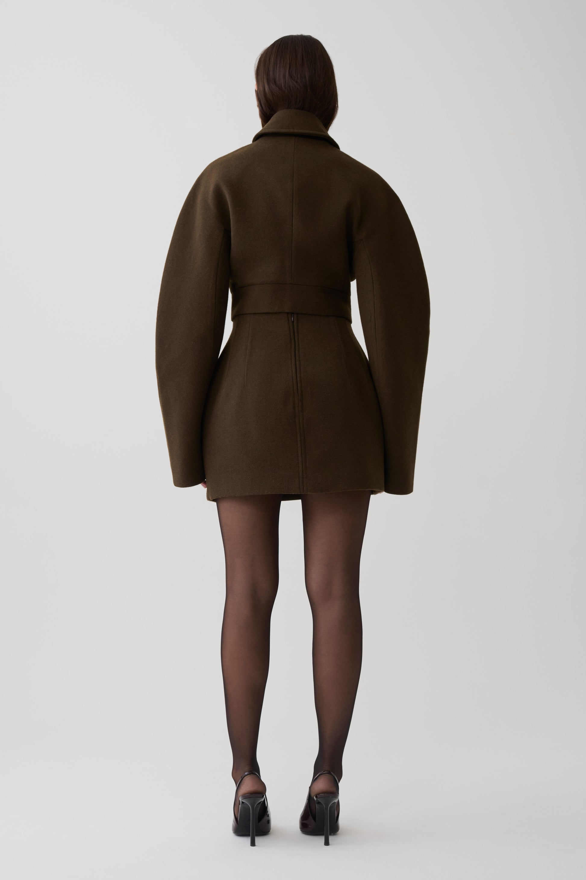 Jemima Wool Blend Cropped Jacket - Chocolate #5