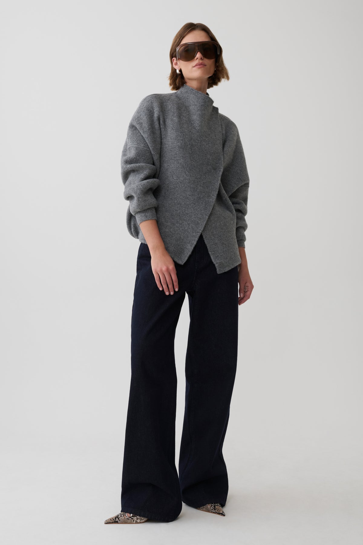 Brittany Blouson Knit Cardigan - Charcoal