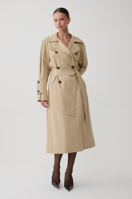 Dillon Oversized Trench Coat - Stone