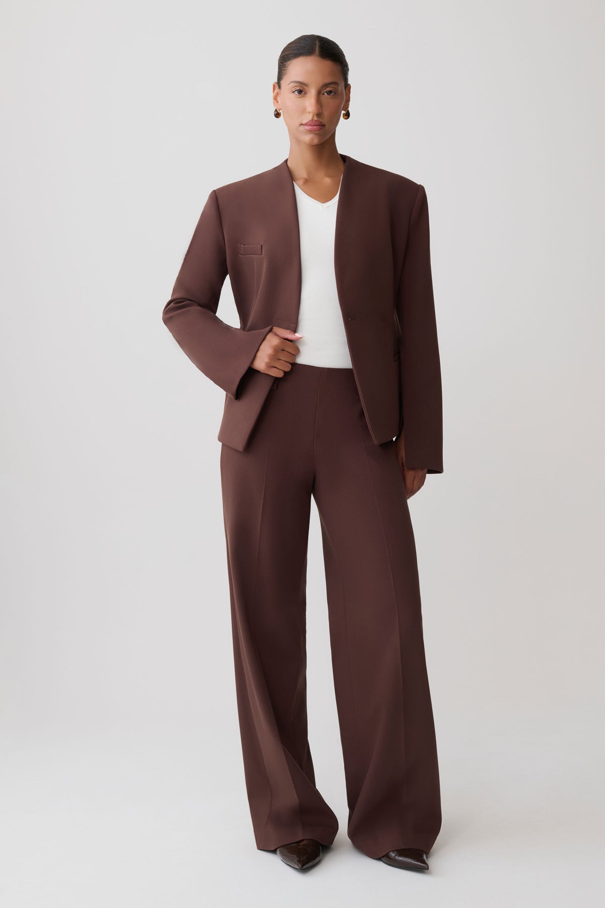 Katherine Suiting Straight Leg Pants - Dark Chocolate #6