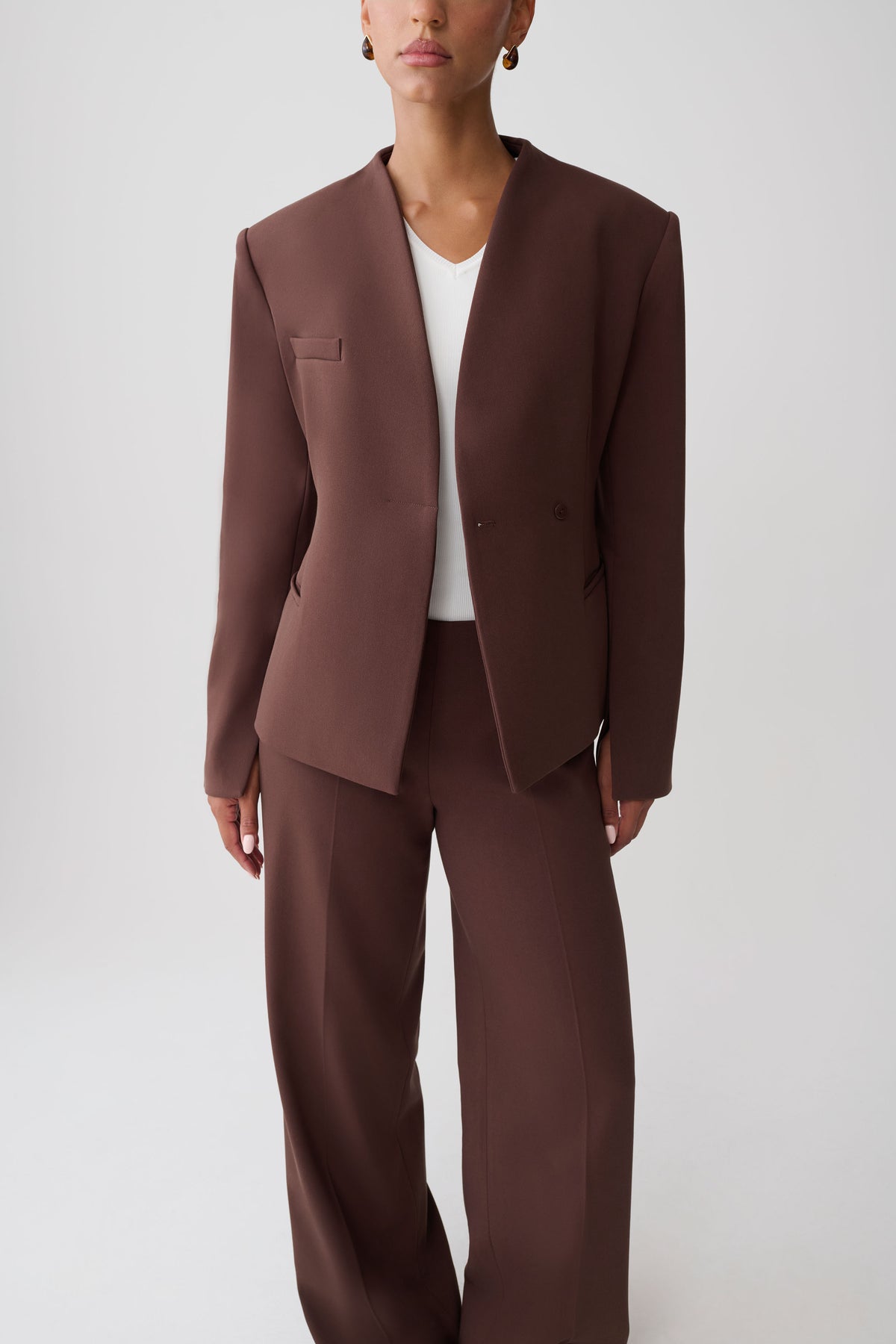 Katherine Suiting Structured Blazer - Dark Chocolate #3