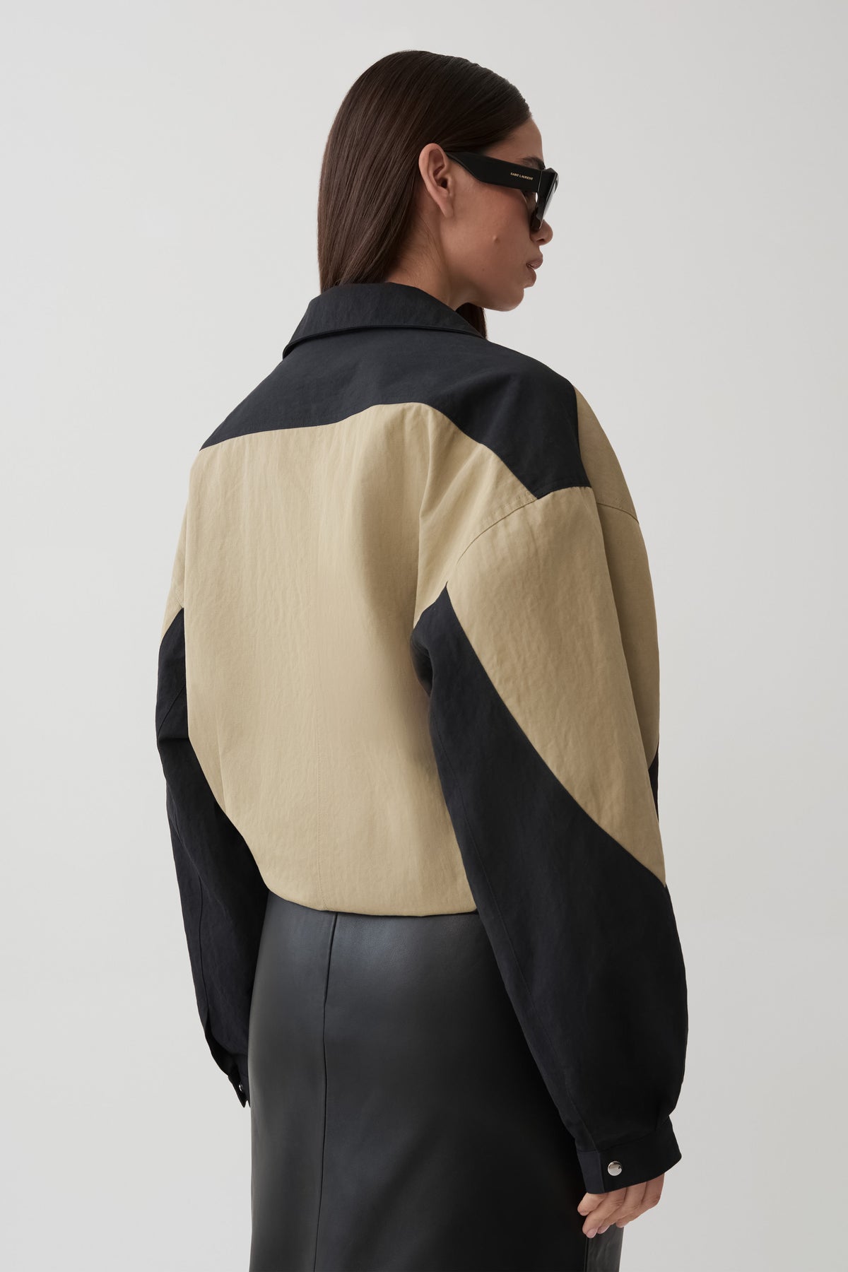 Lizzie Funnel Neck Bomber Jacket - Sage/Black