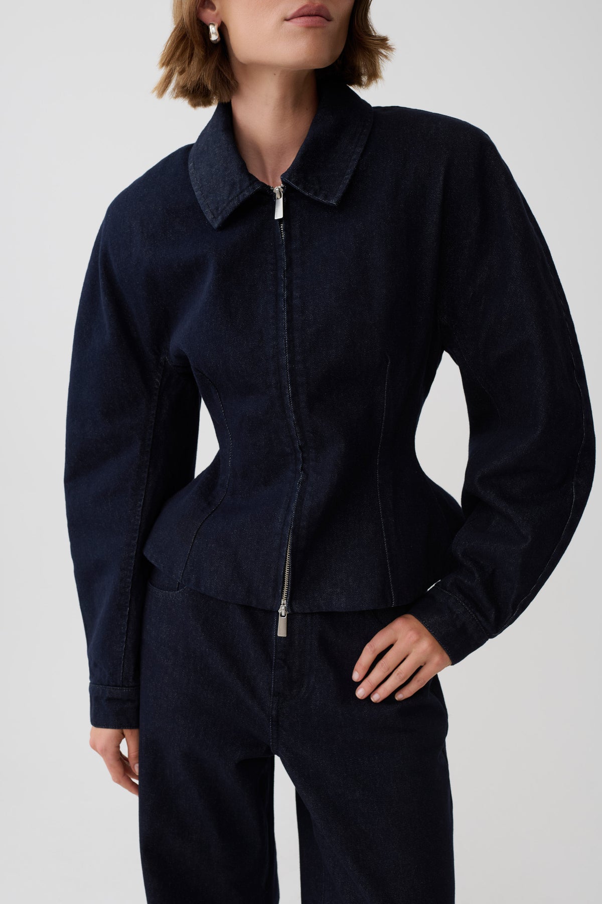Mariah Denim Zip Jacket - Dark Indigo #2