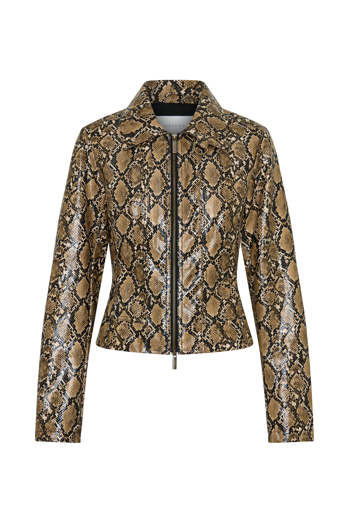 Bonnie Faux Leather Zip Up Jacket - Snake Print #9