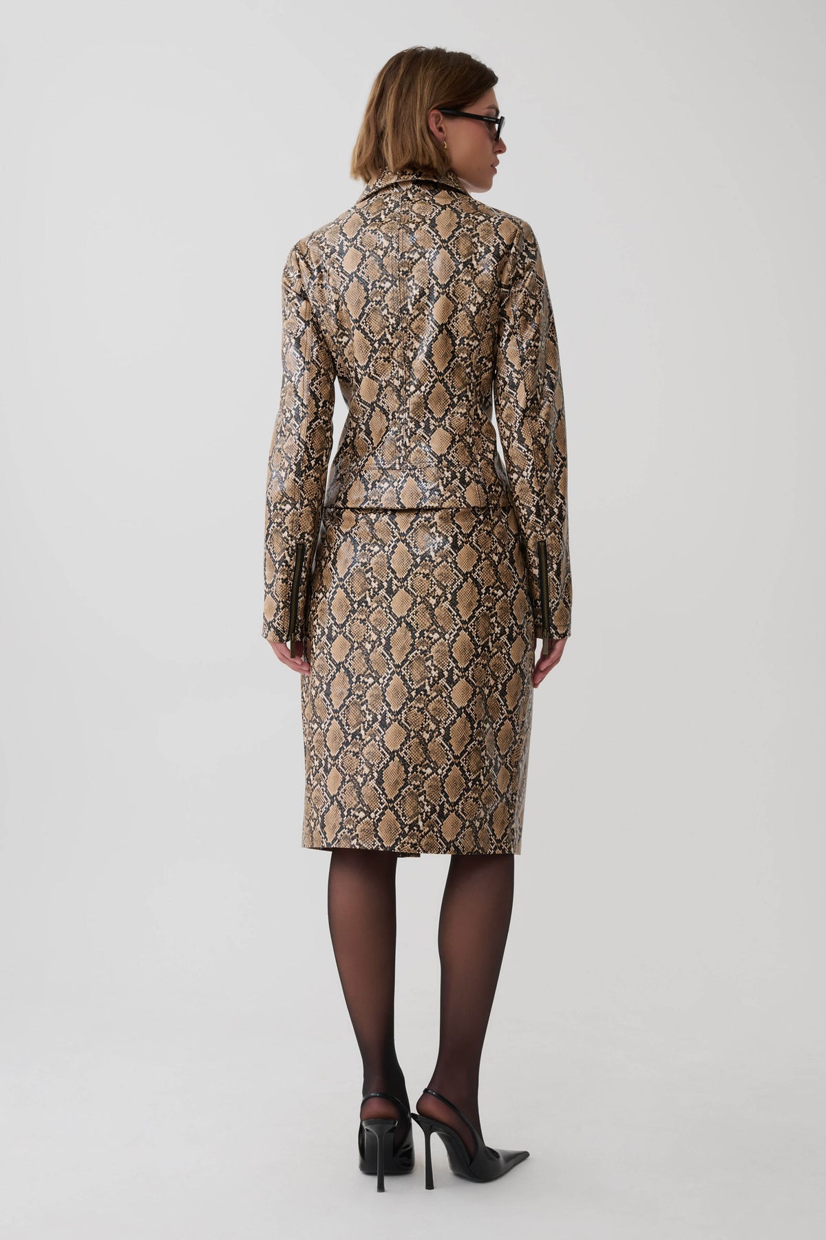 Bonnie Faux Leather Zip Up Jacket - Snake Print #5