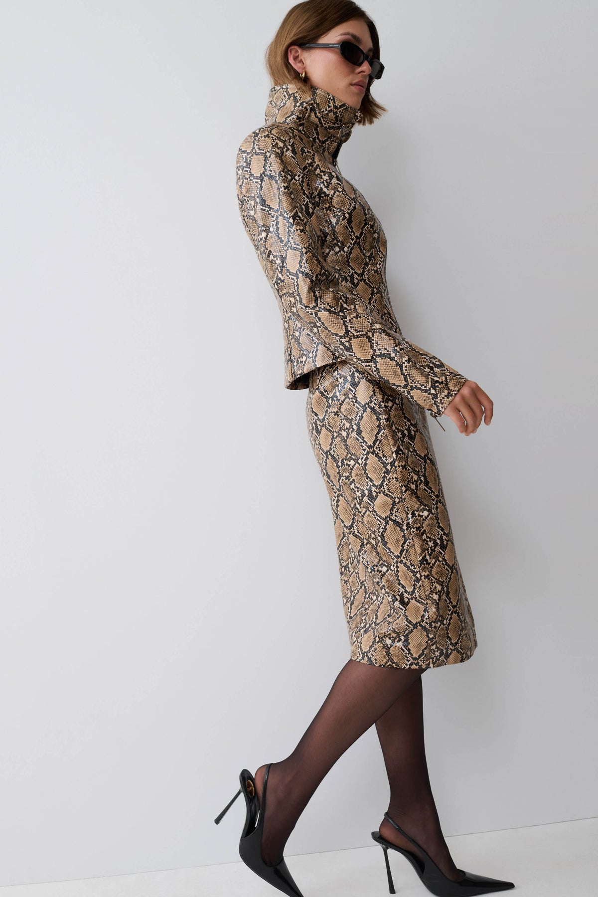 Bonnie Faux Leather Zip Up Jacket - Snake Print #6
