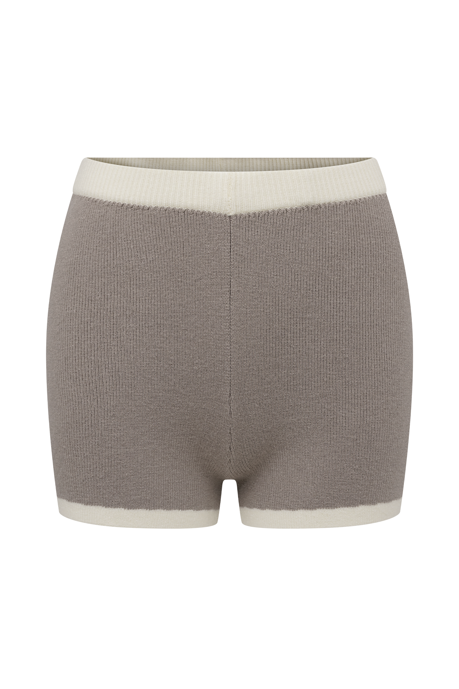 Julianne Contrast Knit Shorts - Pebble/Ivory | MESHKI Julianne Contrast Knit Shorts - Pebble/Ivory | MESHKI