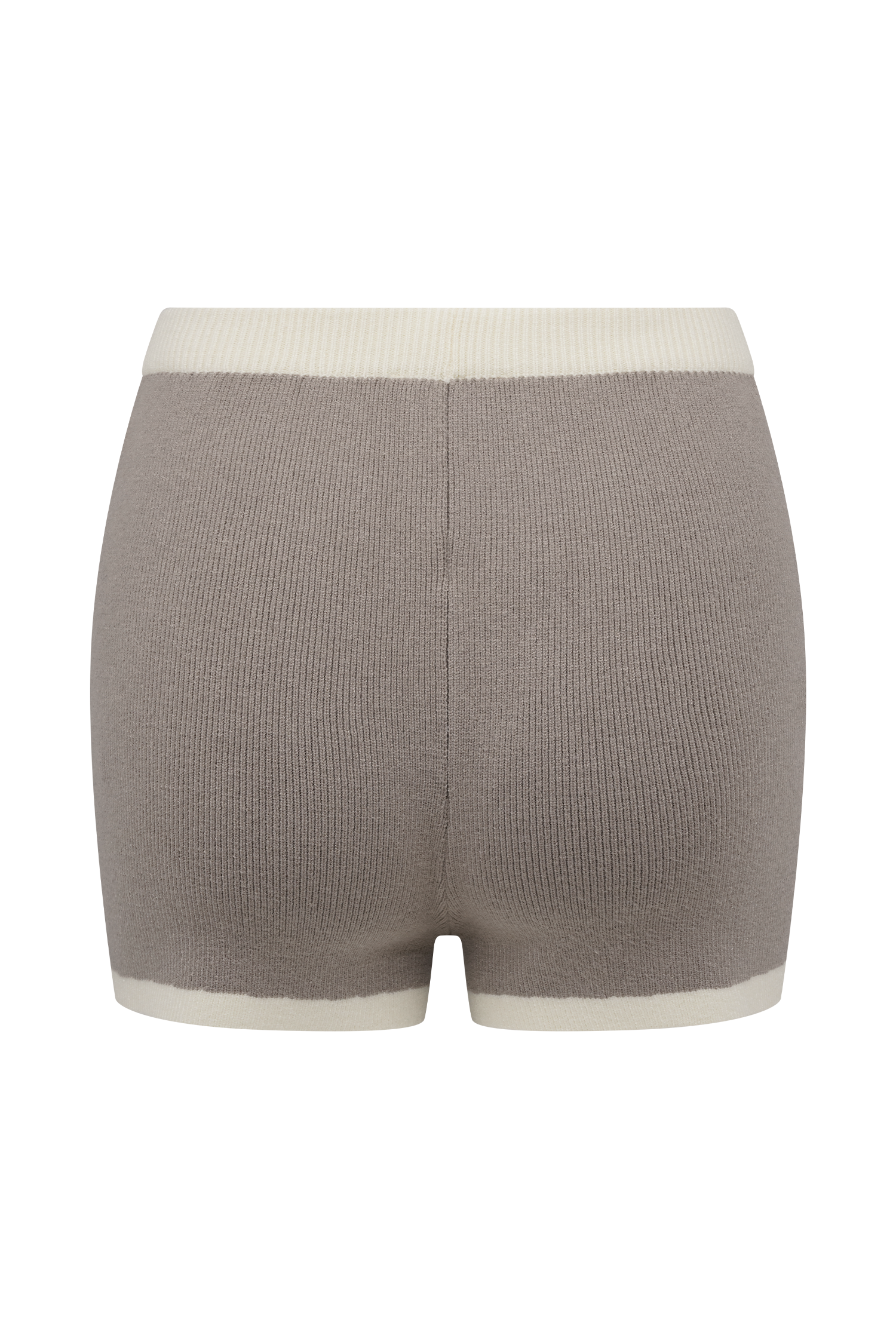 Julianne Contrast Knit Shorts - Pebble/Ivory | MESHKI