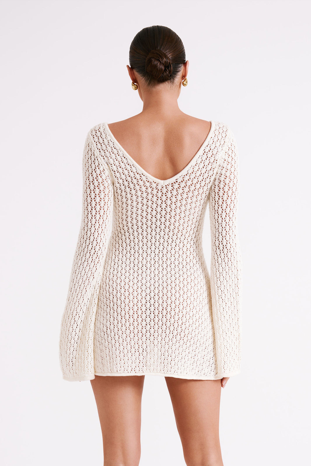Wenrine Womens Khaki Crochet Knit Dress