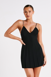 Kendra Rib Knit Mini Dress - Black
