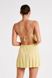 Kendra Rib Knit Mini Dress - Lemon