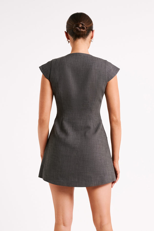 Kiernan Textured Sleeveless Blazer Dress - Charcoal