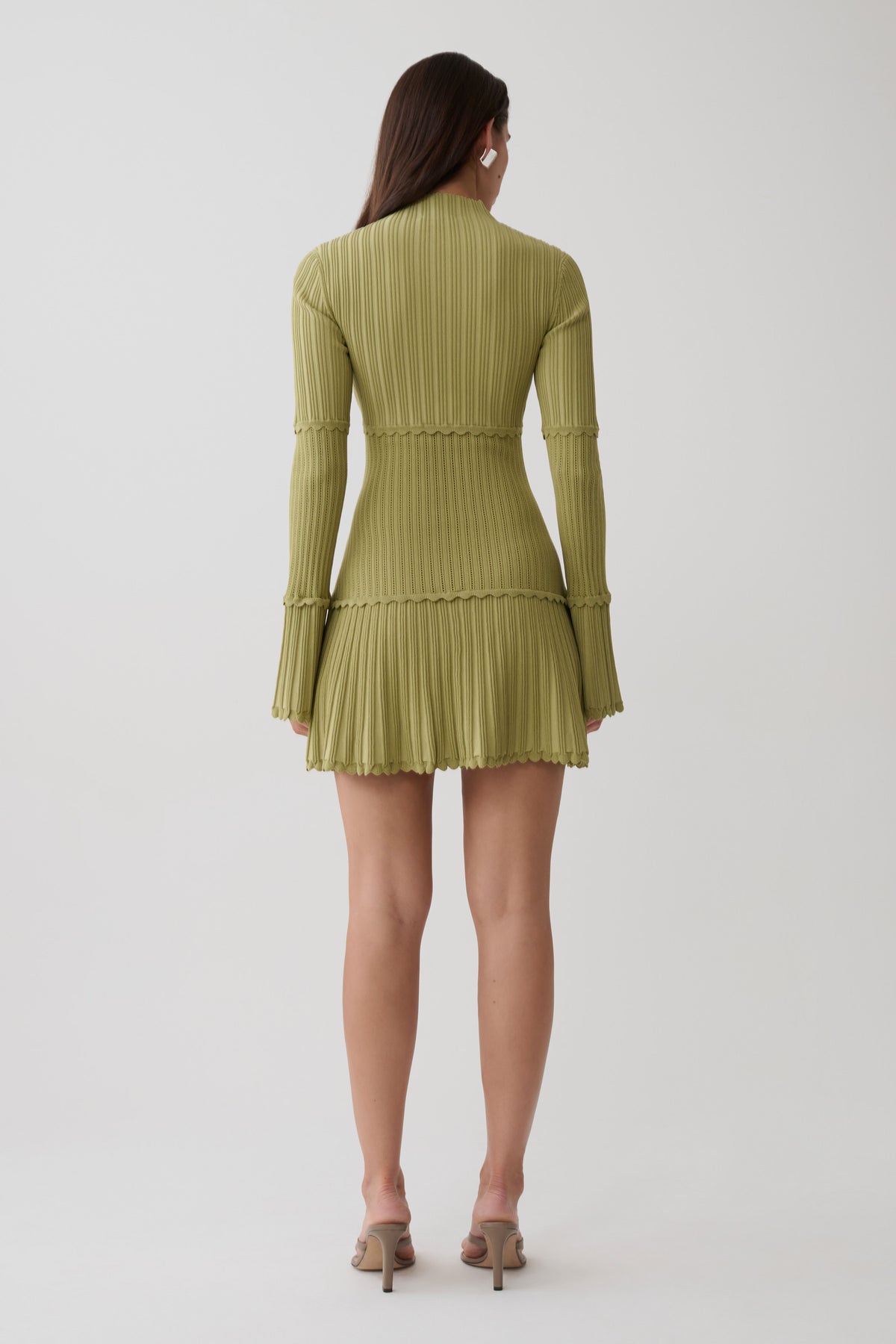Adena Pointelle Knit Mini Dress - Olive #2