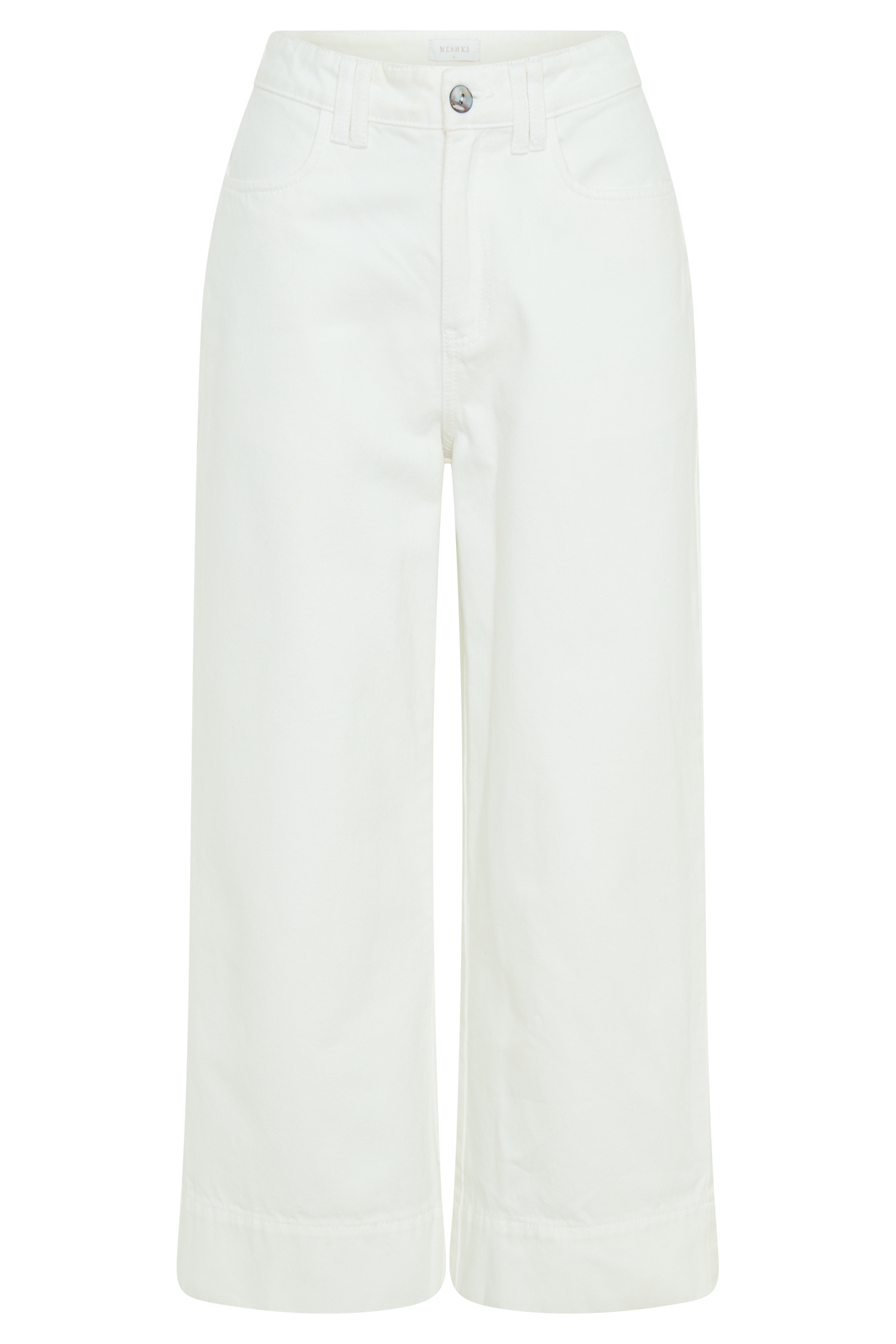 Kaitlyn Cropped Wide Leg Jeans White MESHKI - Main Image