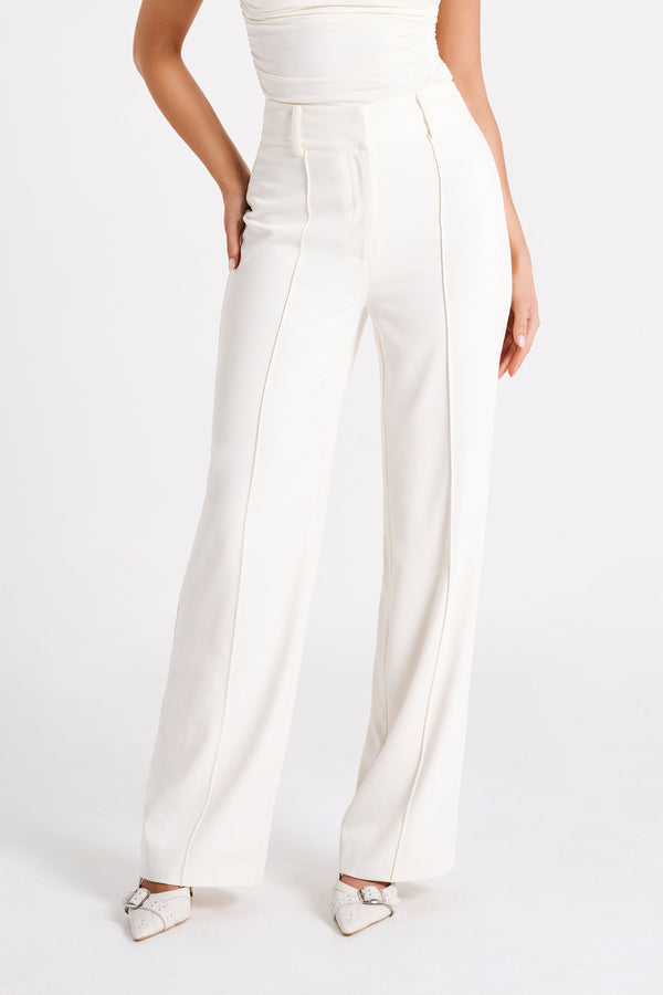 Lisa High Waist Suiting Trousers - Ivory - MESHKI